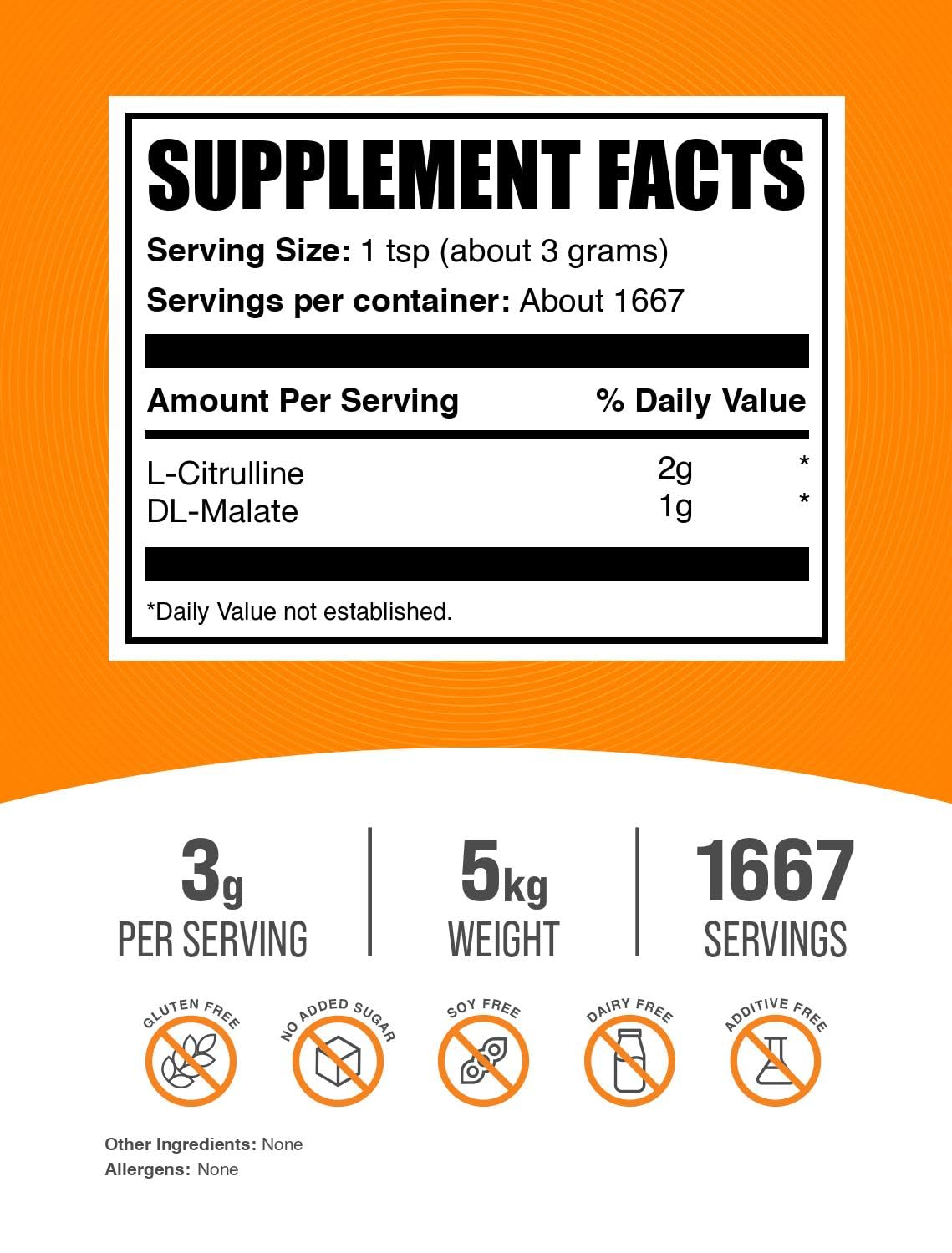 BulkSupplements L-Citrulline Malate 2:1 Powder - Nitric Oxide Boost, Unflavored & Gluten Free - 881.8 Servings