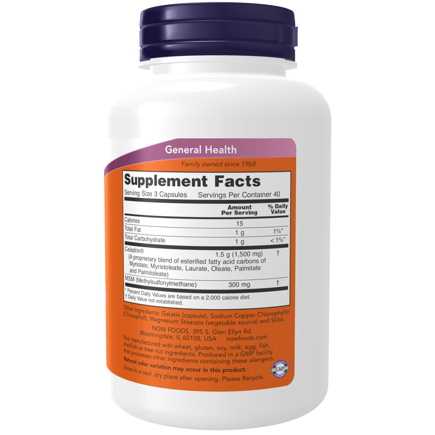 NOW Foods Celadrin® & MSM 500 mg Celadrin® Advanced Joint Support Capsules 120 Capsules