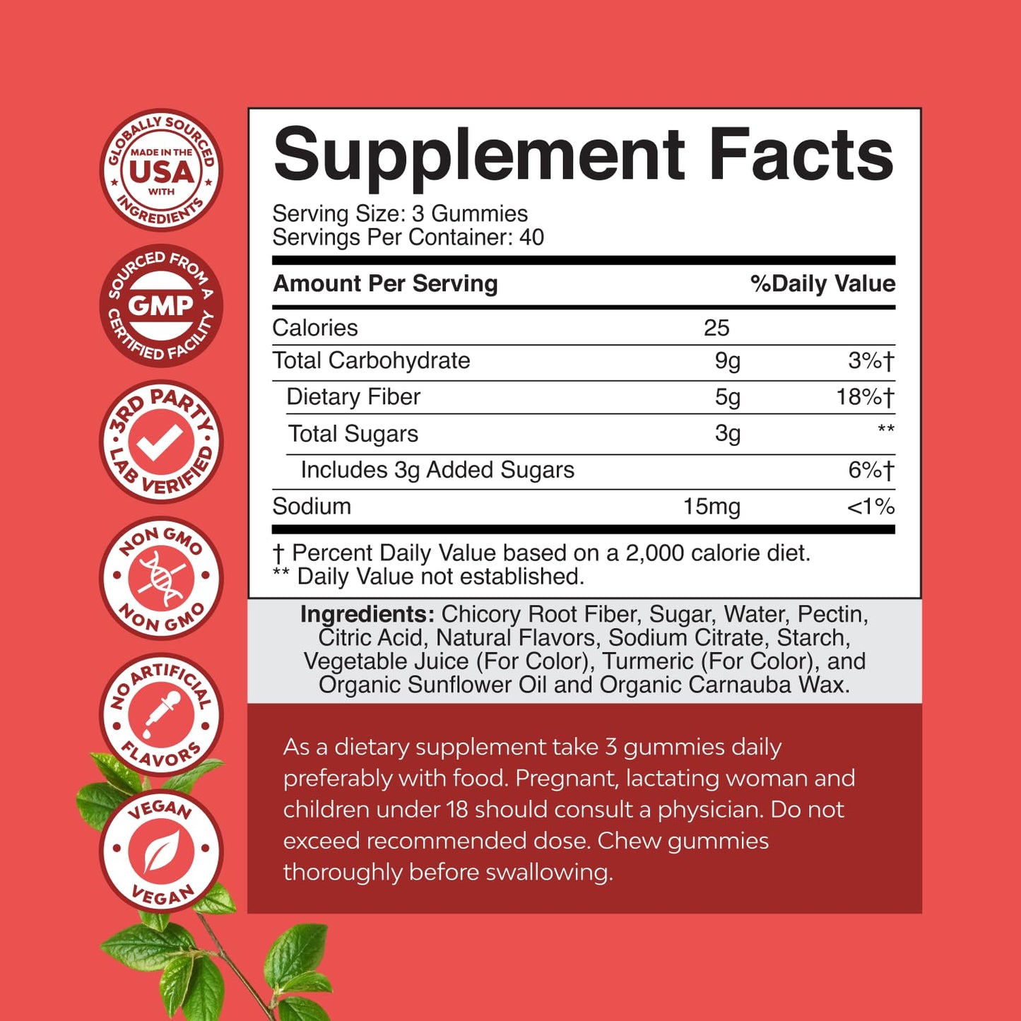 Natures Craft Prebiotic Fiber Gummies for Adults Gummy 120 Count