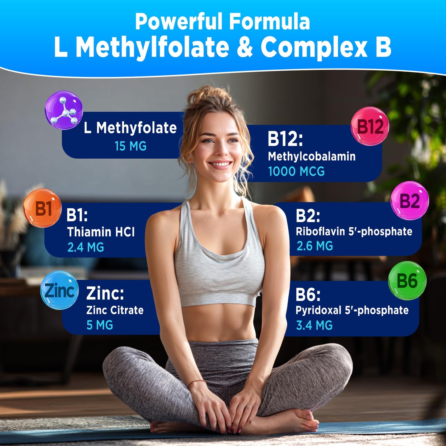 ZA'ZA K ORGANICS L-Methylfolate 15mg & Methyl B12 1000mcg Gummies 60 Count