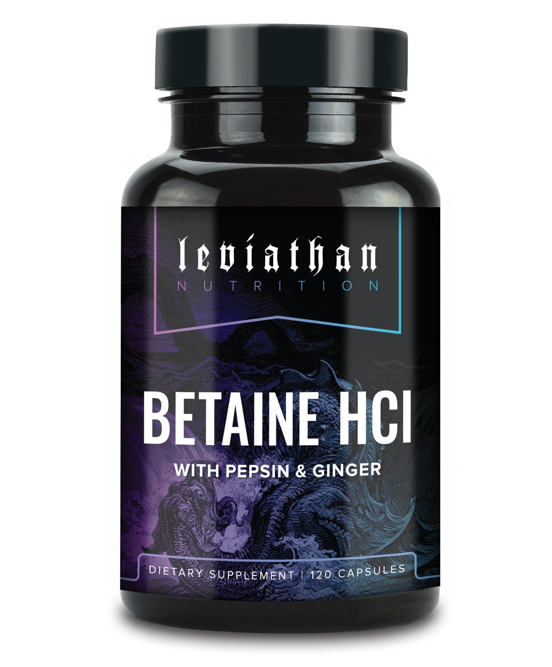 Leviathan Nutrition Betaine HCl with Pepsin & Ginger Capsules, 120 Count