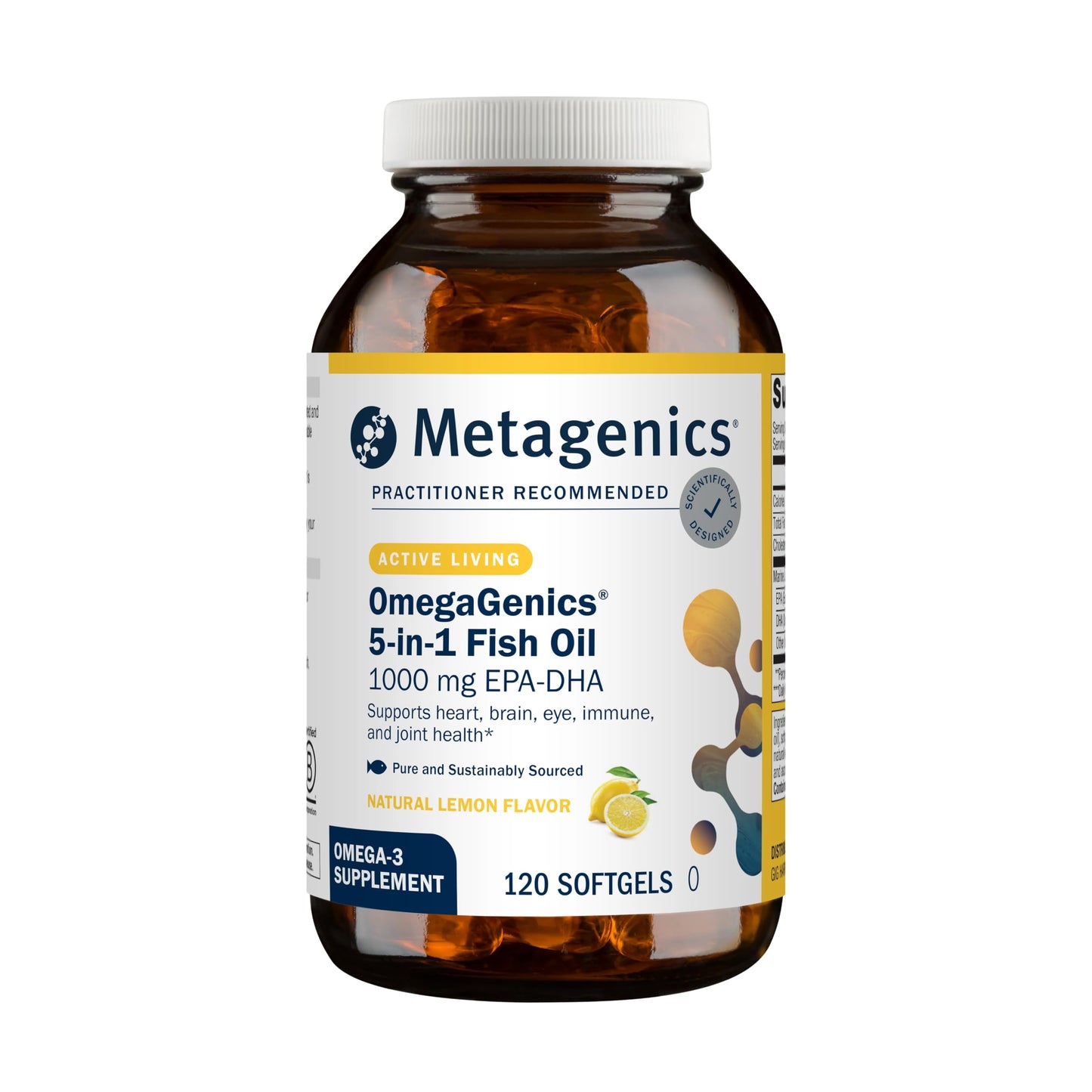 Metagenics OmegaGenics Omega-3 Fish Oil 1000mg EPA DHA High Potency Omega-3 Supplement for Heart, Brain & Joint Health Sustainably Sourced 120 Softgels