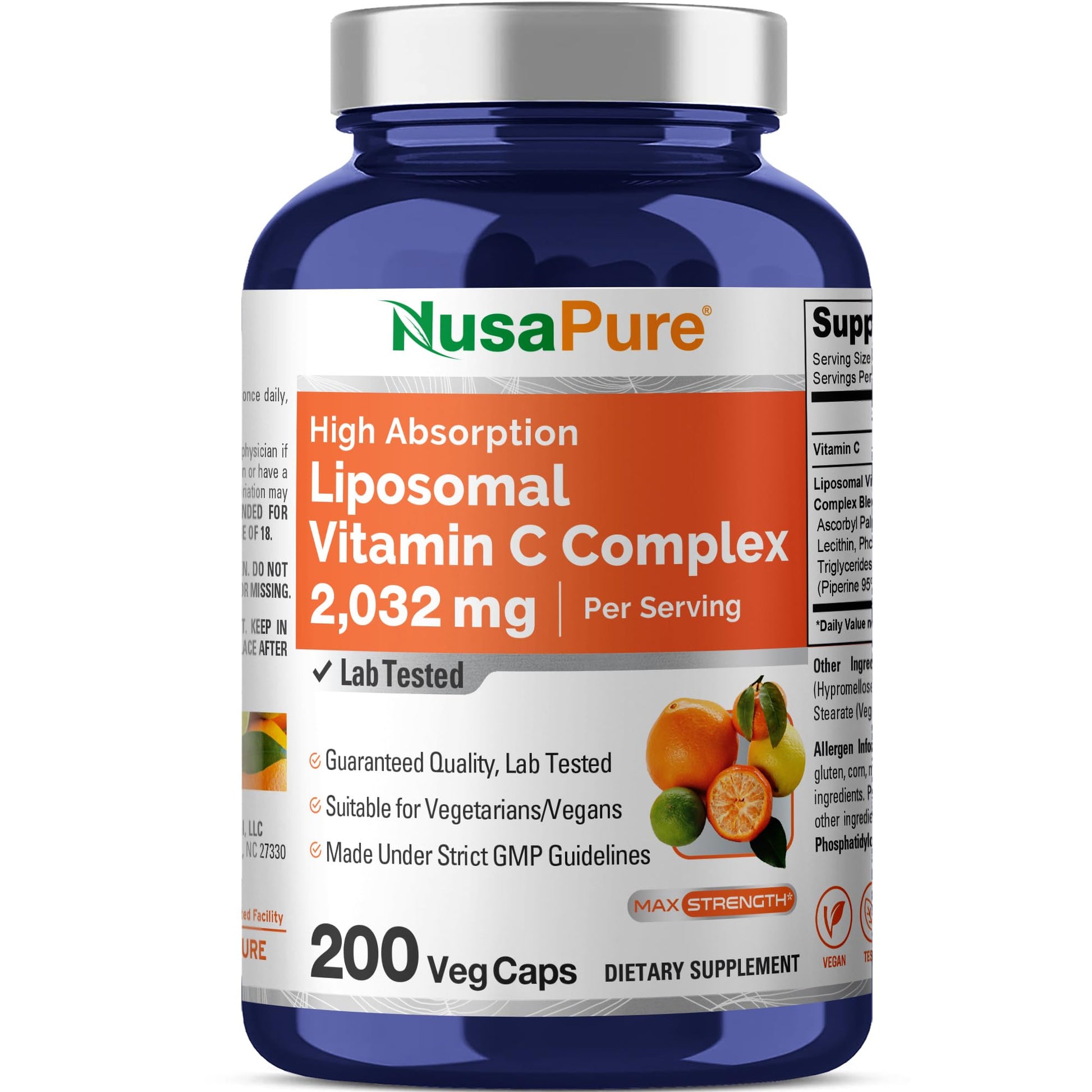 NusaPure Liposomal Vitamin C 2032mg Capsule, 200 Count