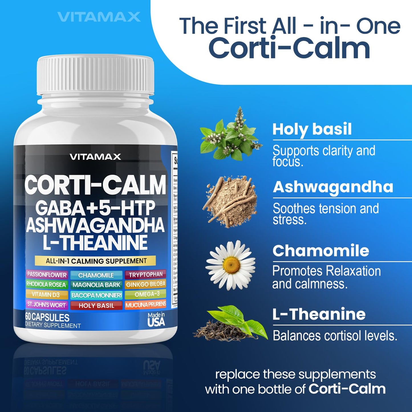 Vitamax Corti-Calm Cortisol Supplement Capsules 60