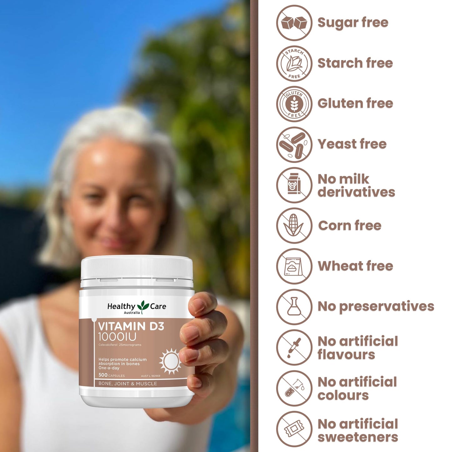 Healthy Care Vitamin D3 1000IU Capsules 500 Count