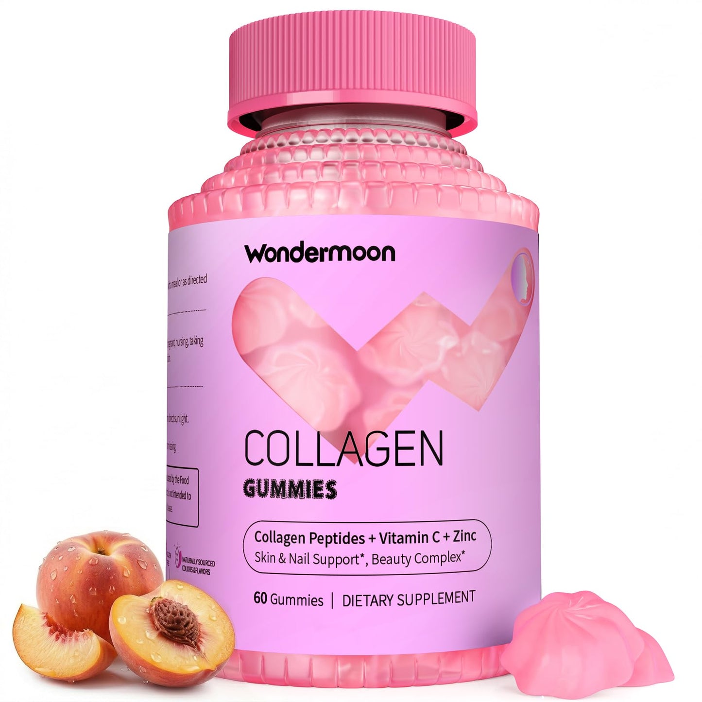 Wondermoon Women's Collagen Gummies with Vitamin C, Biotin & Zinc, 60 Gummies