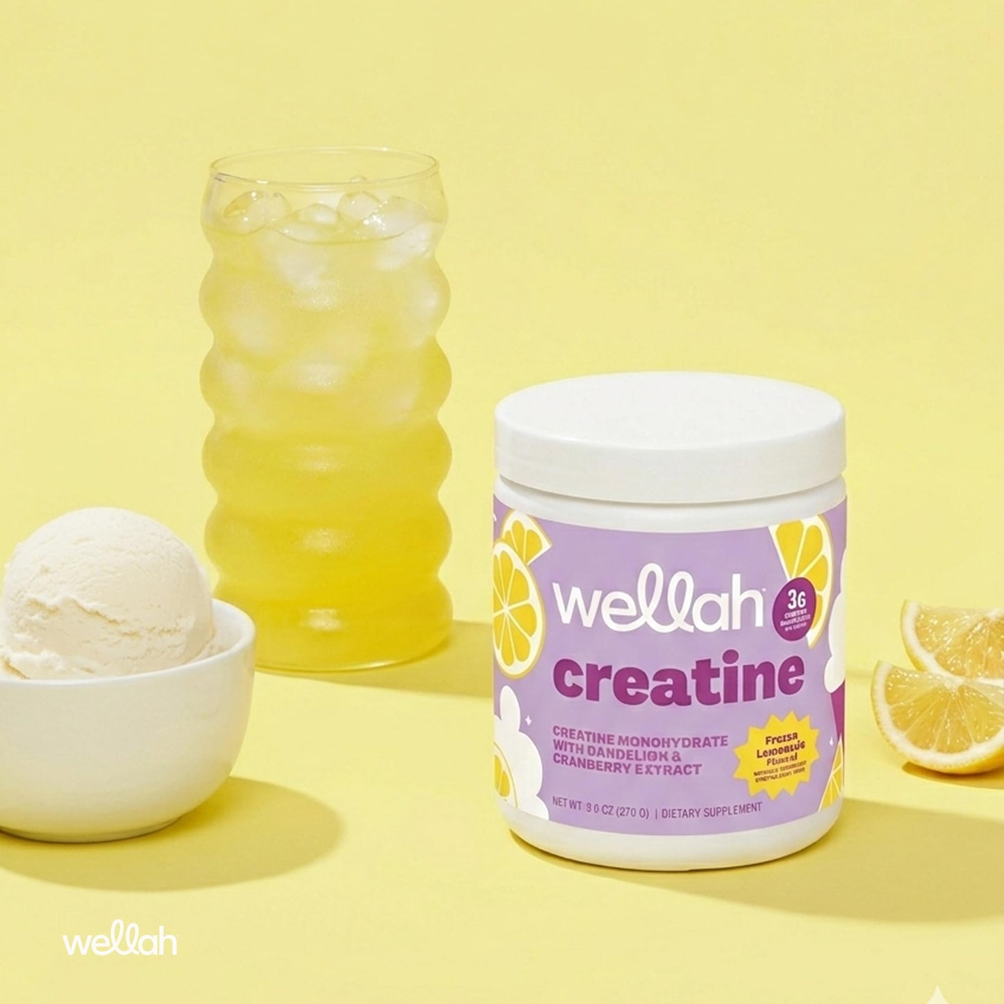 Wellah Creatine for Women - Creatine Monohydrate with Dandelion & Cranberry Extract Powder, 50 Servings