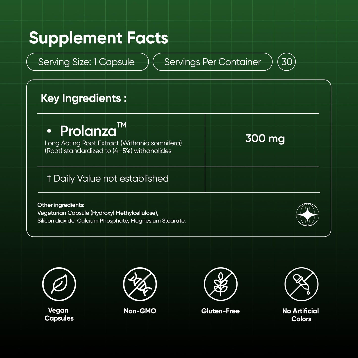 BareLabs Ashwagandha 300mg 12 Hour Time Release Root Extract Prolanza® Capsule, 30 Count