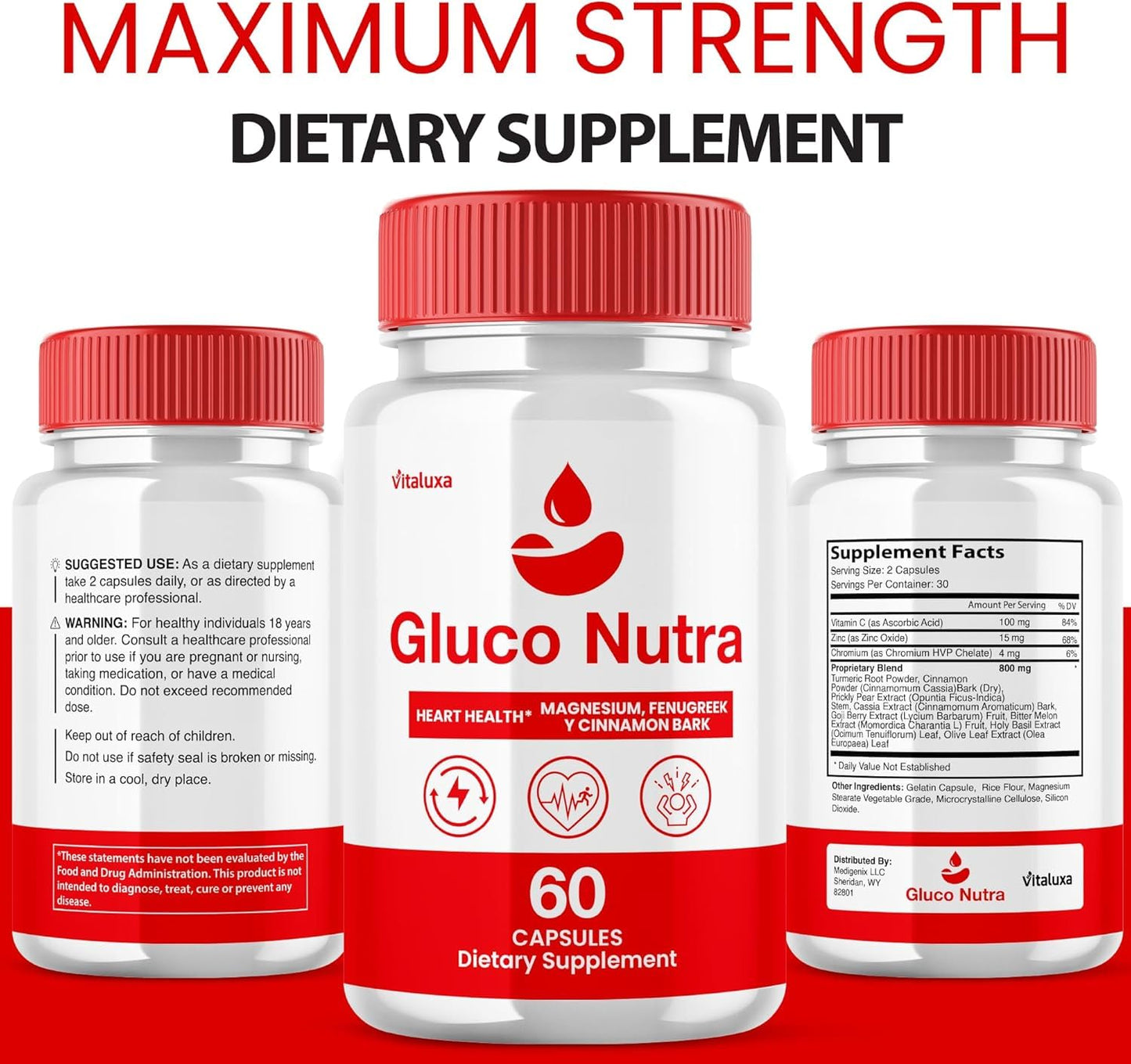 Vitaluxa Gluco Nutra Capsules, 120 Capsules