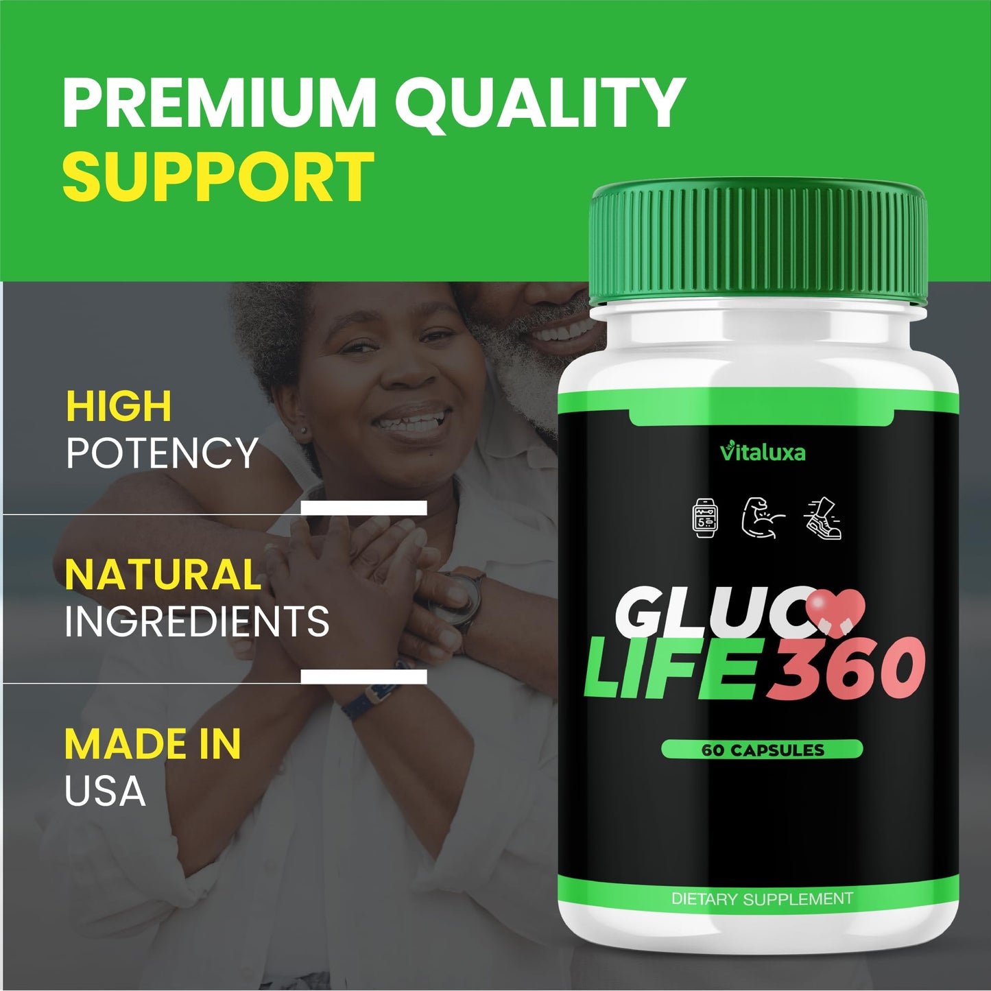 Vitaluxa Gluco Life 360 Capsules, 60 Count