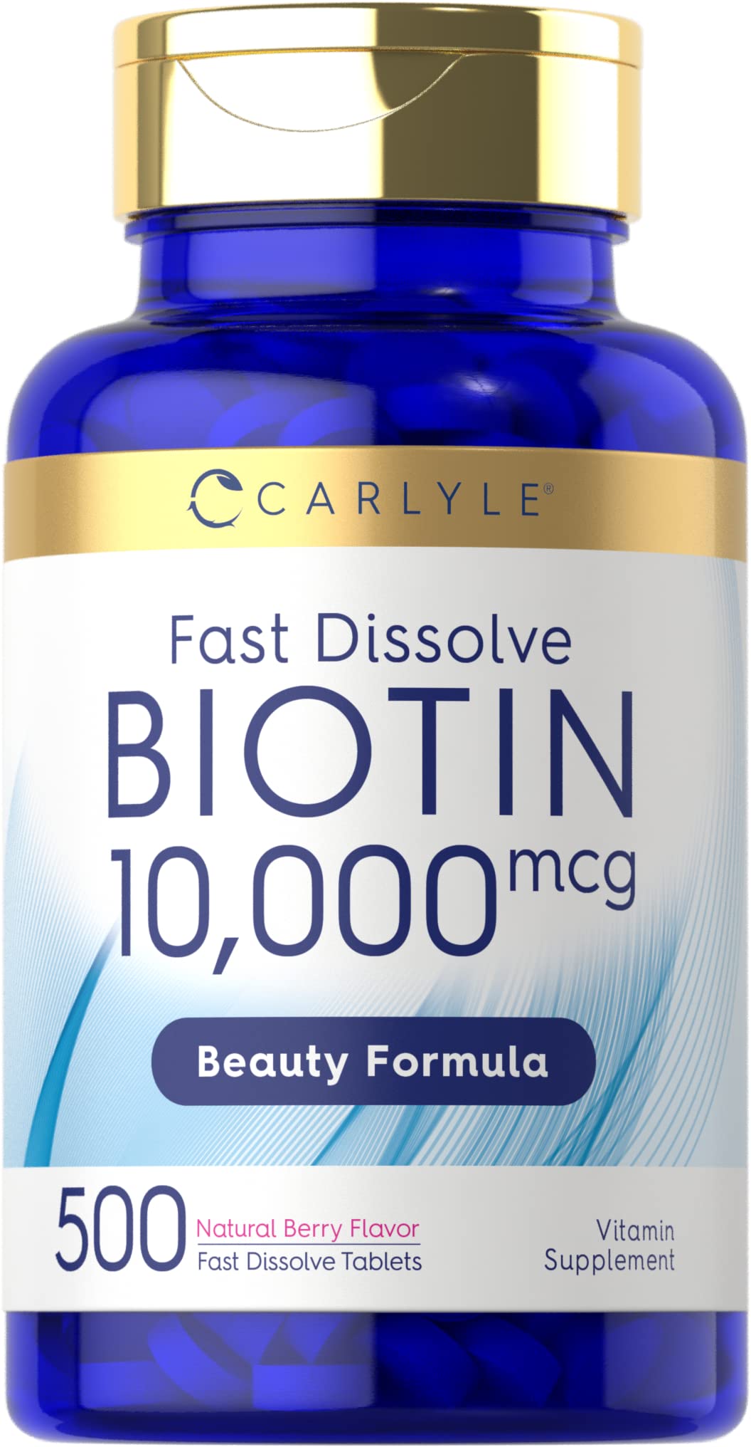 Carlyle Biotin 10,000 mcg Fast Dissolve Tablets, 500 Count