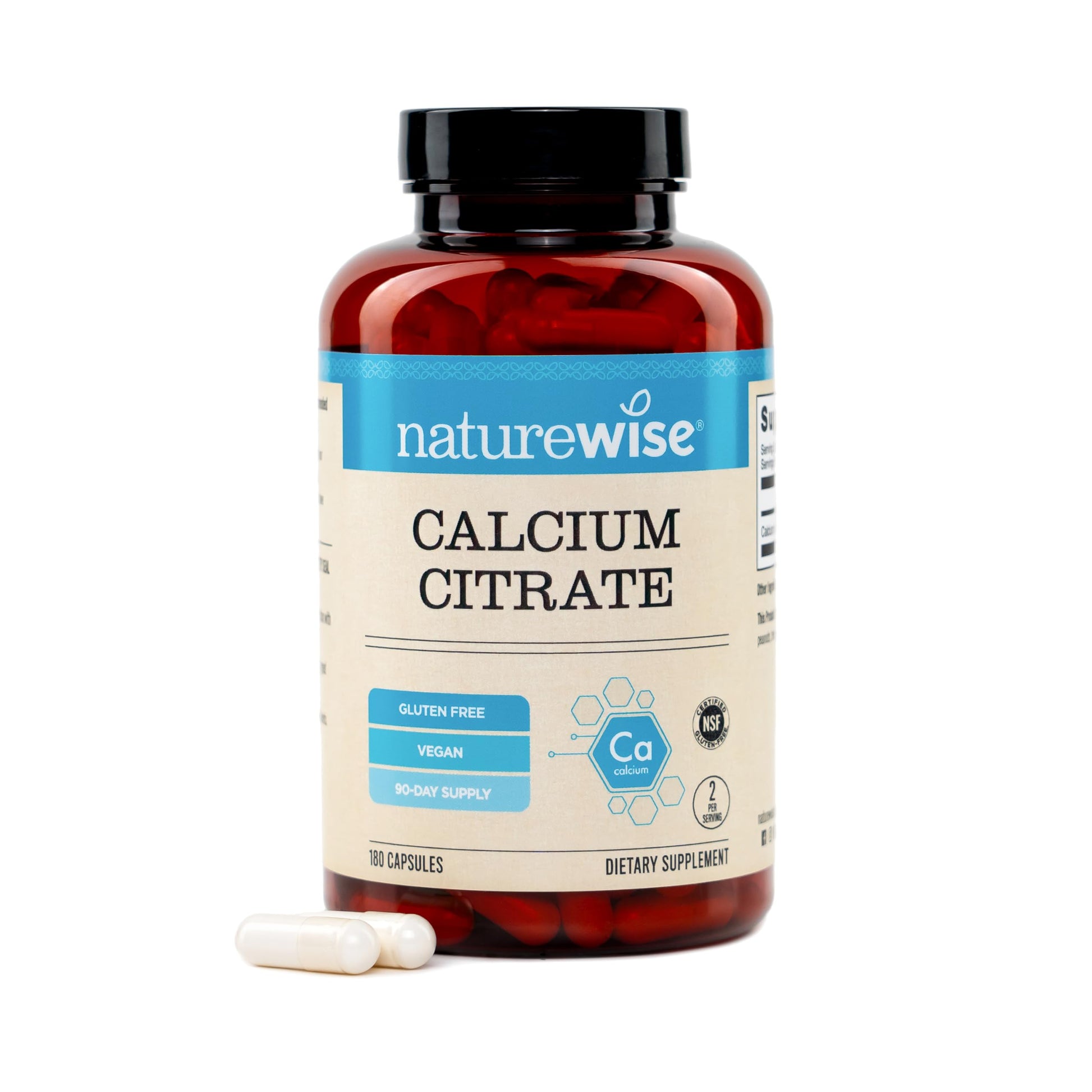 NatureWise Calcium Citrate 300mg Capsules, 180 Count