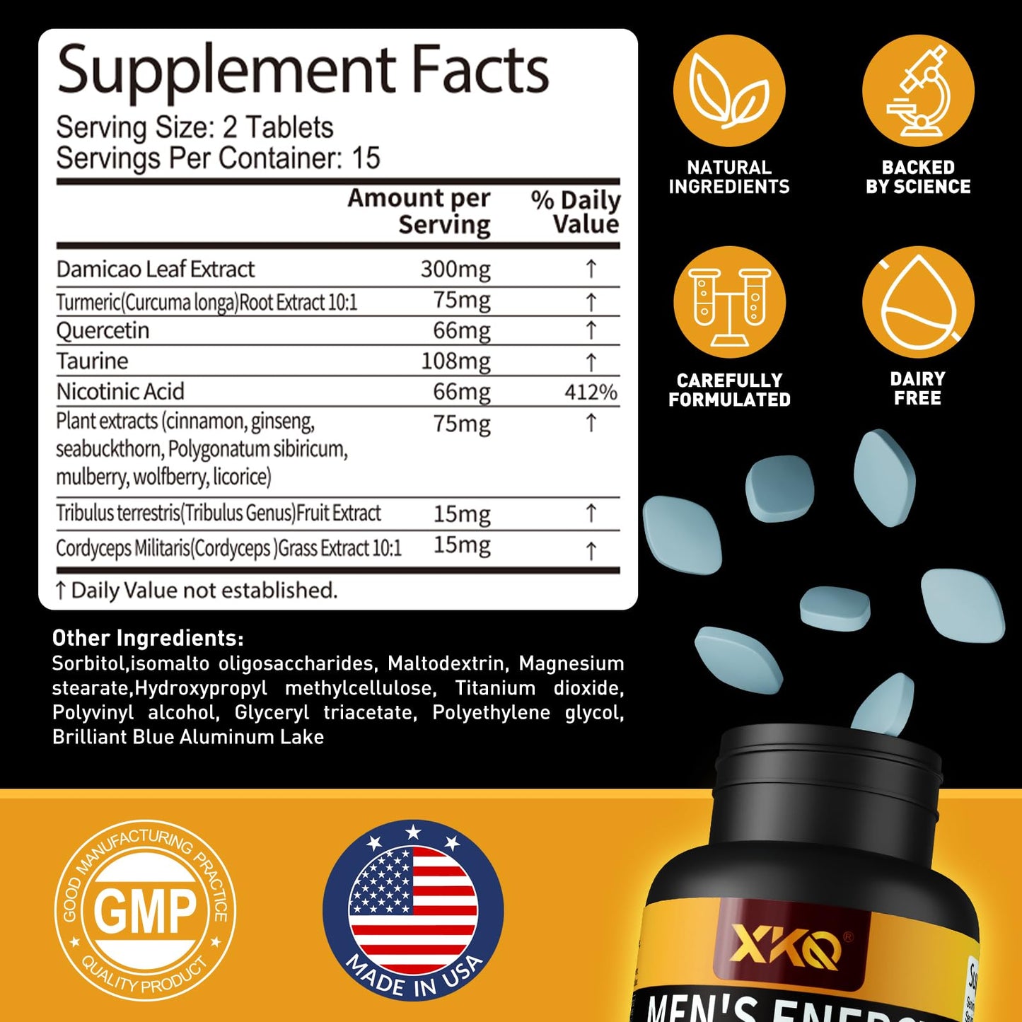 XKQ Vitality Supplement – Daily Energy & Performance Formula for Adult Men, 30 Tablets