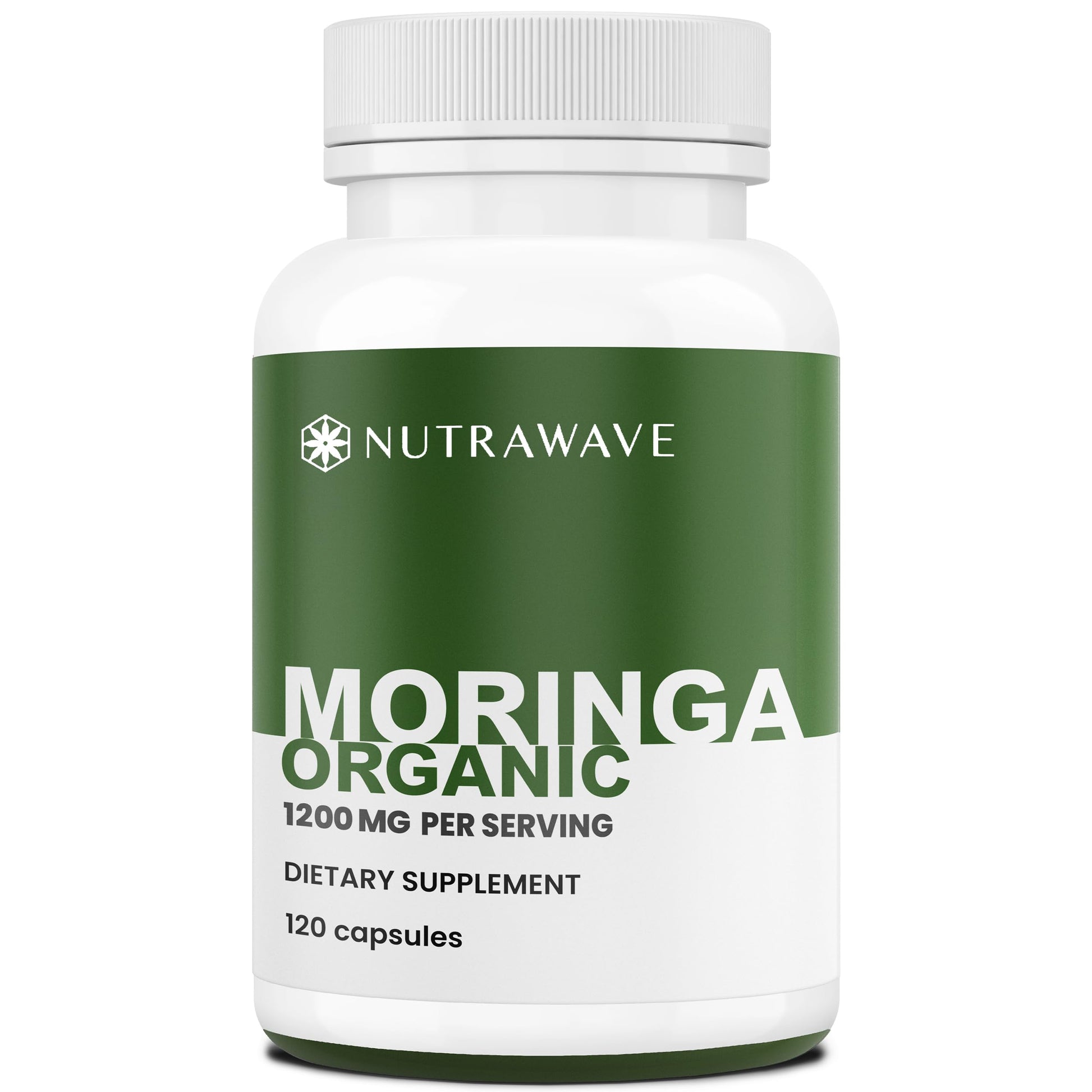 Nutra Wave Organic Moringa Capsules 1200mg – Pure Moringa Oleifera Leaf Supplement Energy, Immune & Lactation Support – Antioxidants & Amino Acids for Women & Men, Non-GMO, Vegan, 120 Capsules