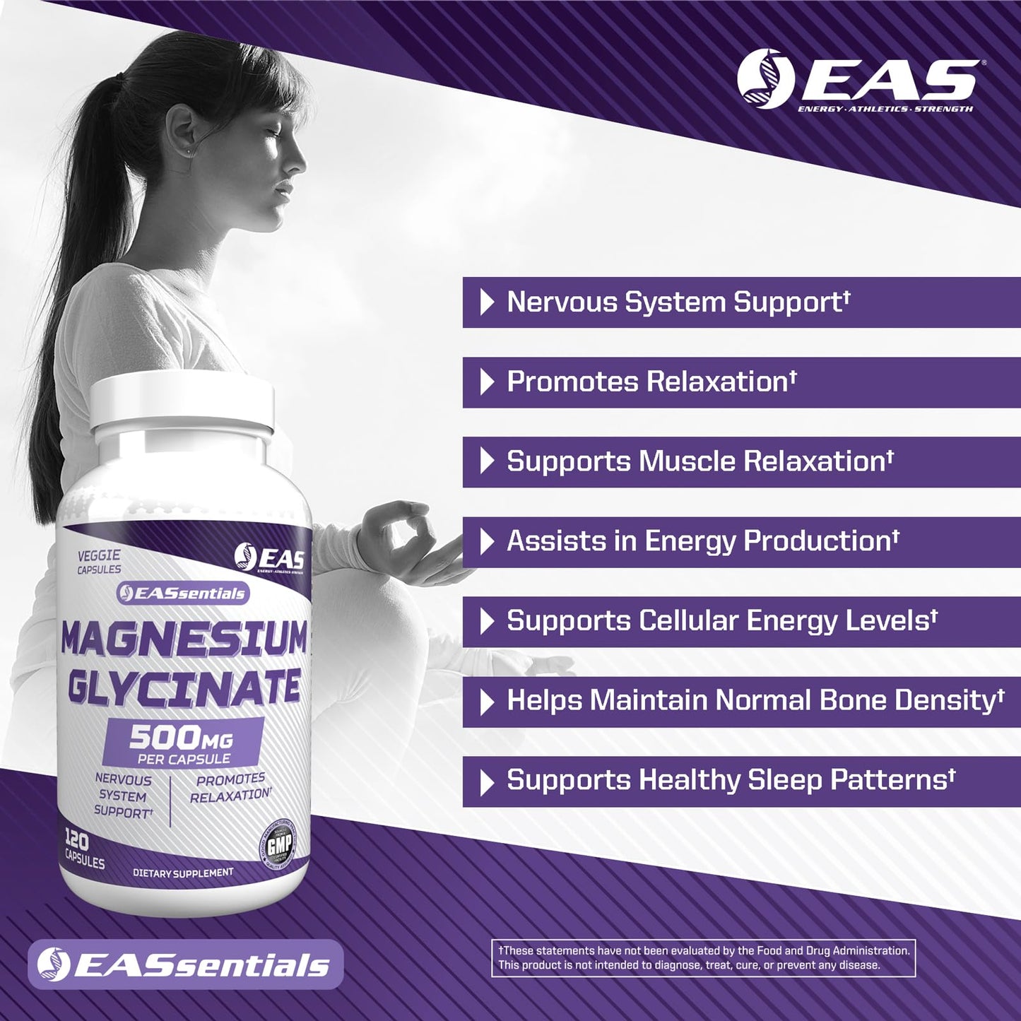 EAS Magnesium Glycinate 500mg Capsule, 120 Veggie Capsules