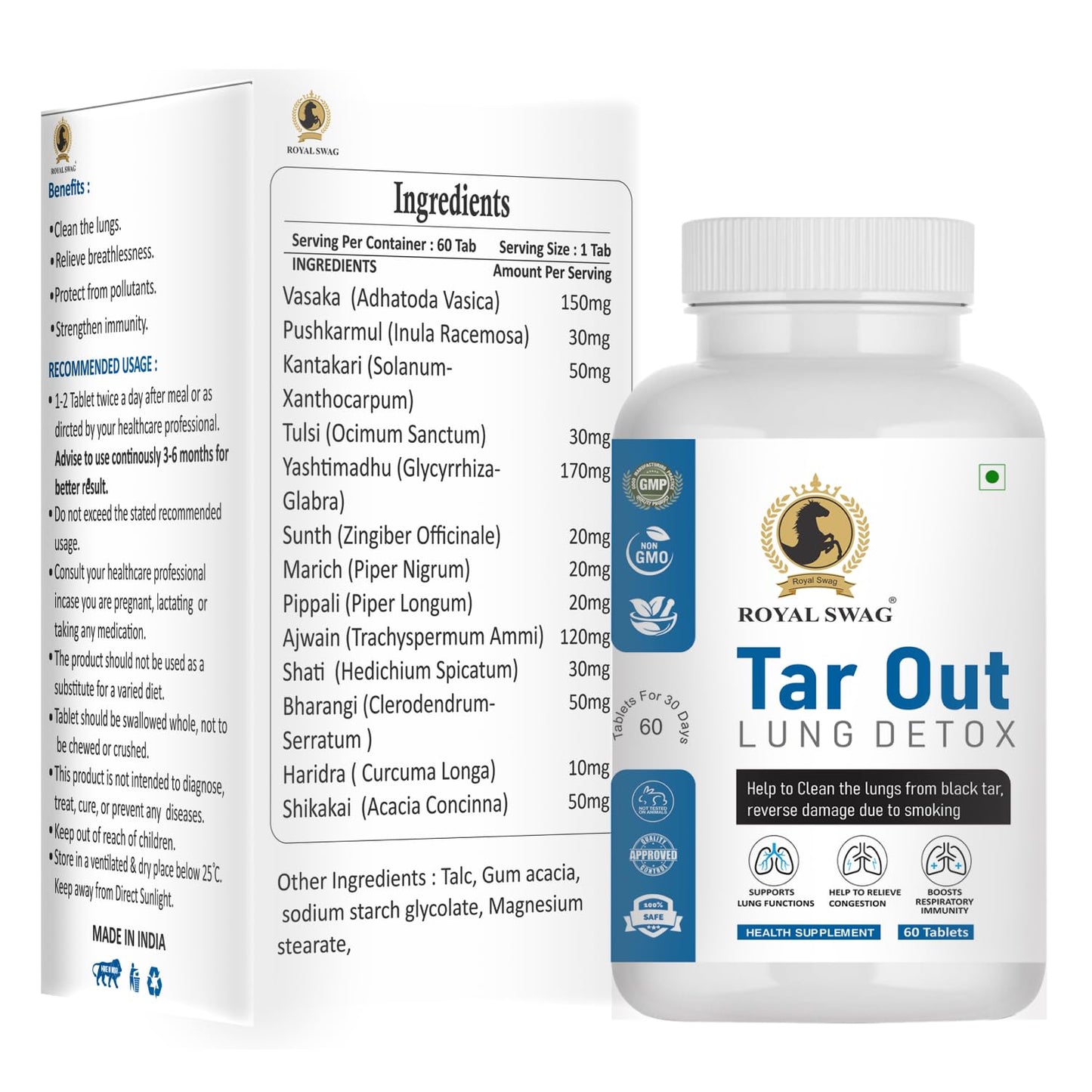 ROYAL SWAG Tar Out Lung Cleanse and Detox Tablet 60 Tablets