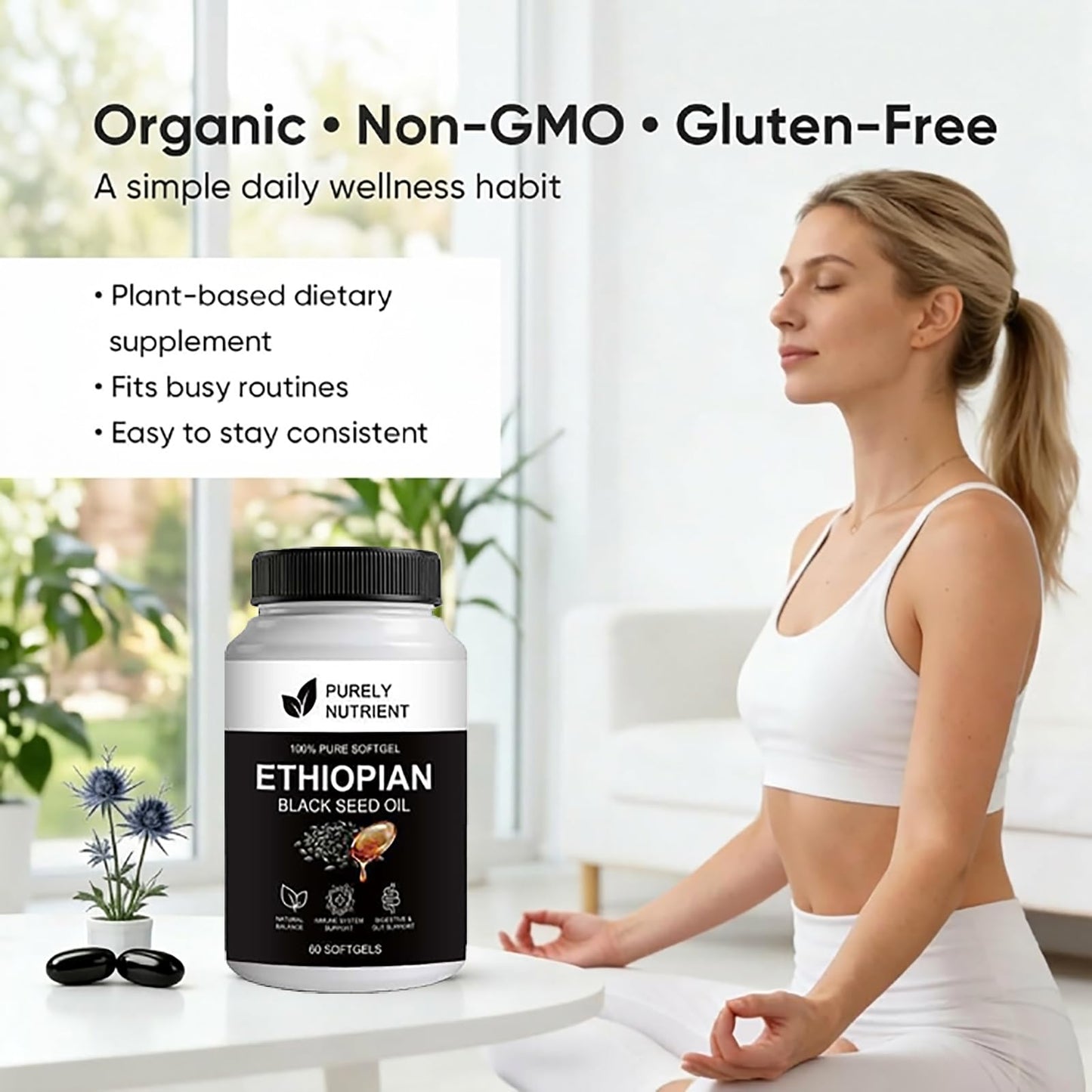Purely Nutrient Ethiopian Black Seed Oil Capsule 1 Count