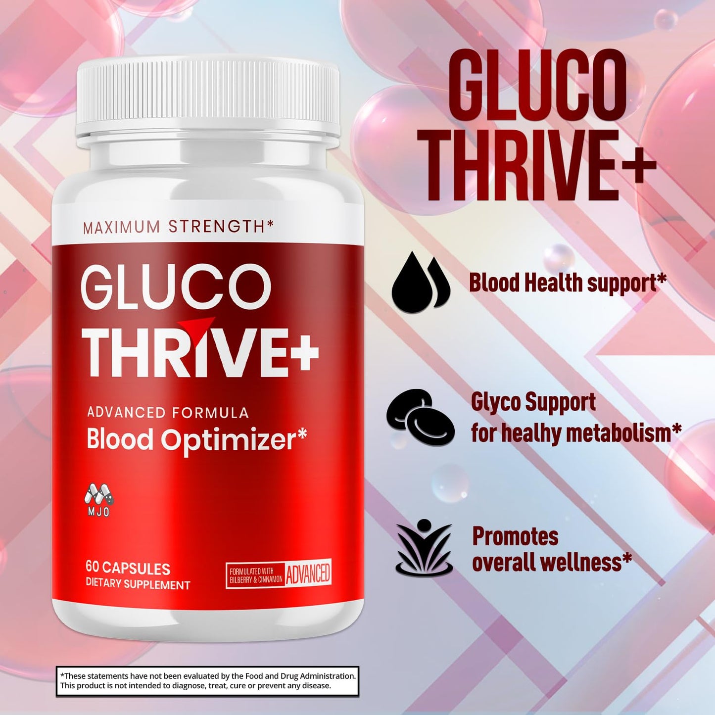 MJO Gluco Thrive Blood Health Support Capsules, 180 Capsules