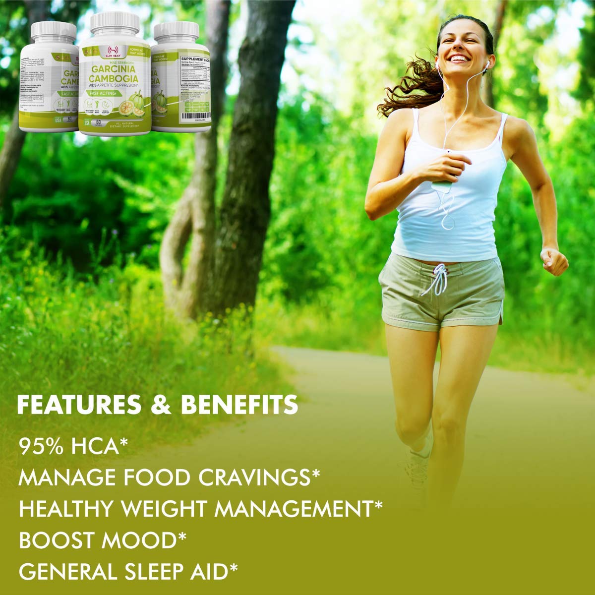 Slim Heat Garcinia Cambogia Extract with 95% HCA, 60 Capsules