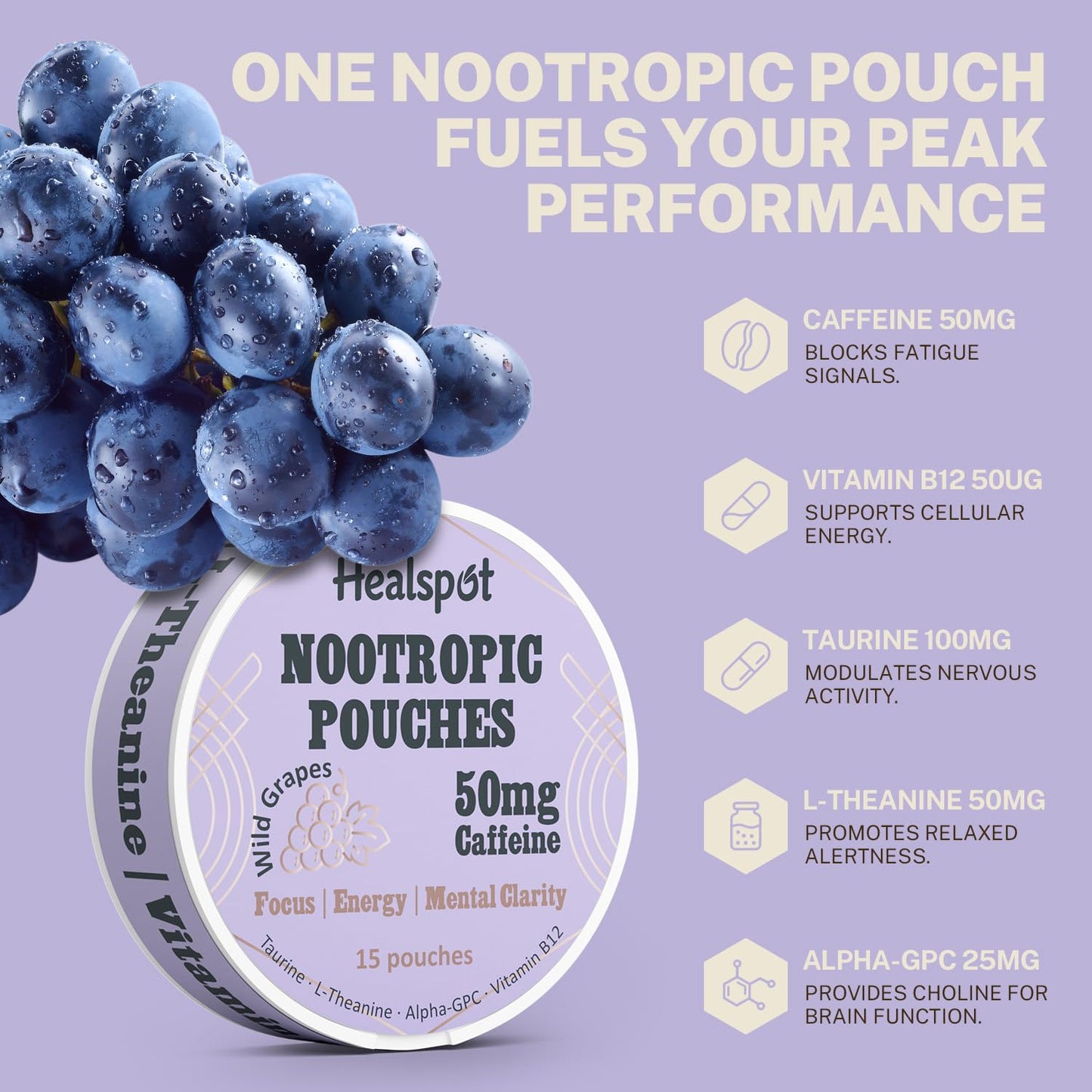 Healspot Nootropic Caffeine Capsules, 15 Capsules