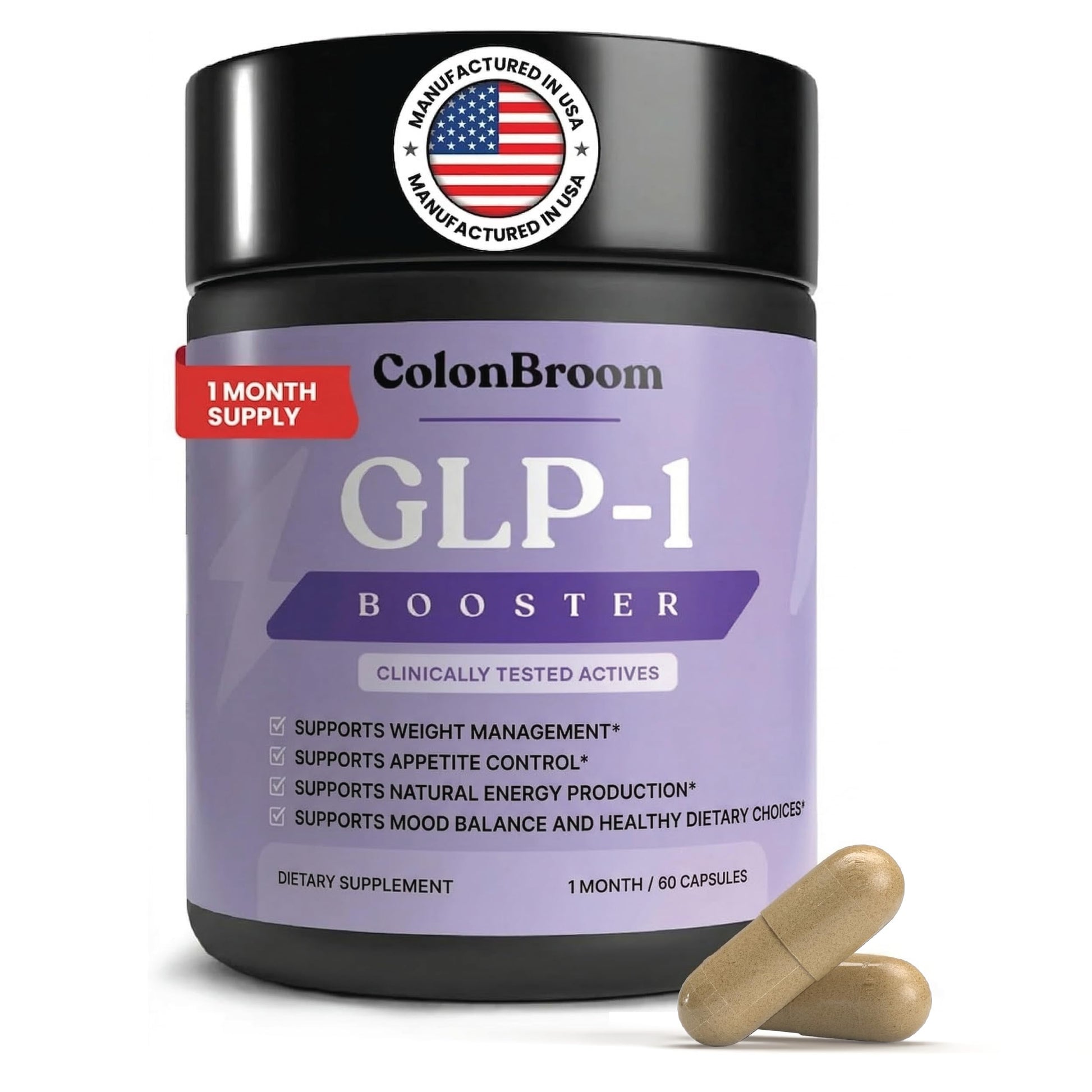 ColonBroom GLP-1 Weight Management Supplement for Women & Men Capsules 60 Count