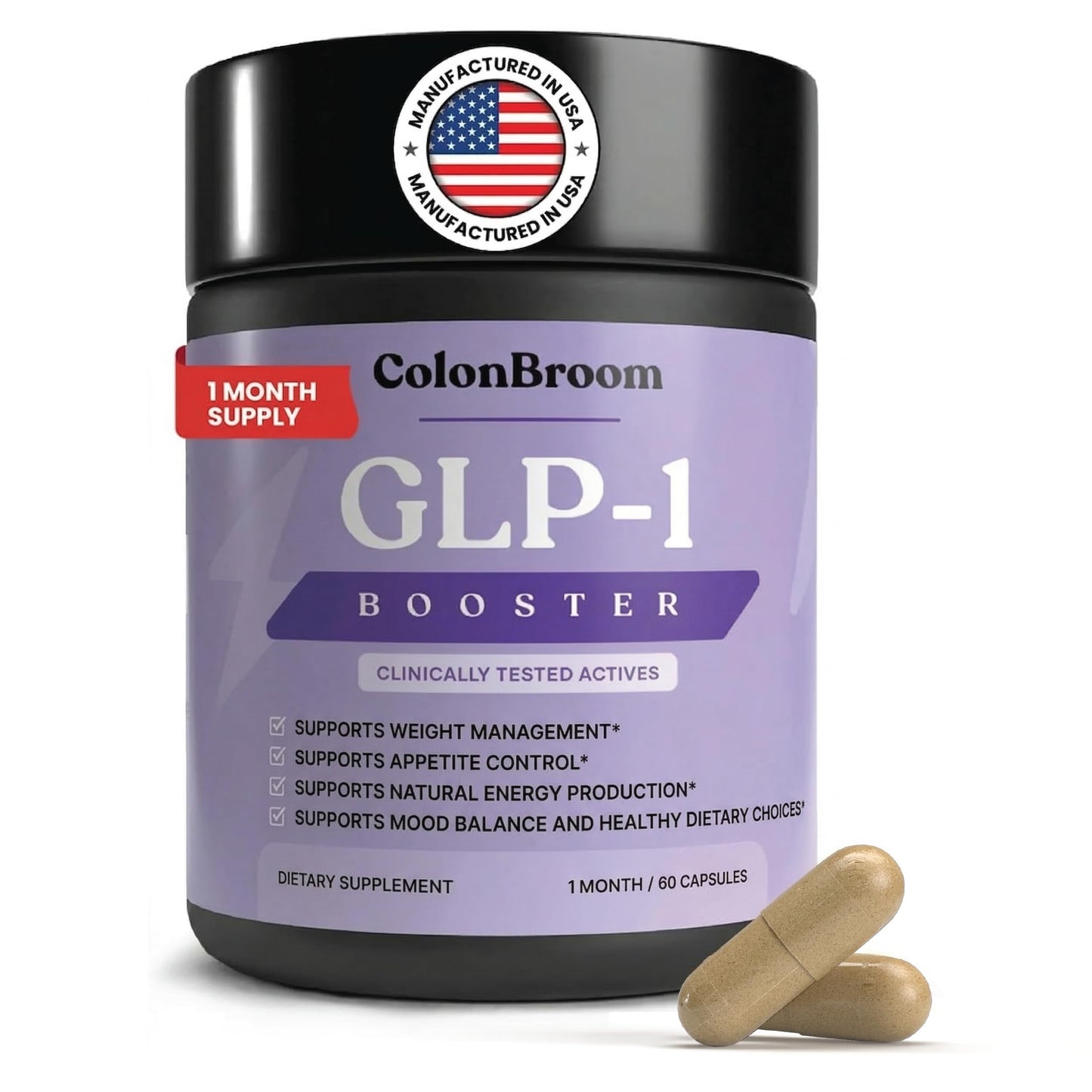 ColonBroom GLP-1 Weight Management Supplement Capsules, 60 Count