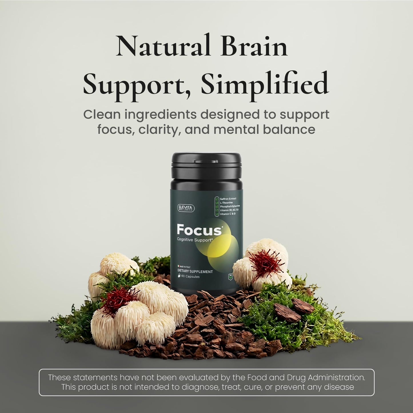 ELEVITA WELLNESS Focus Supplement Capsule 60 Count