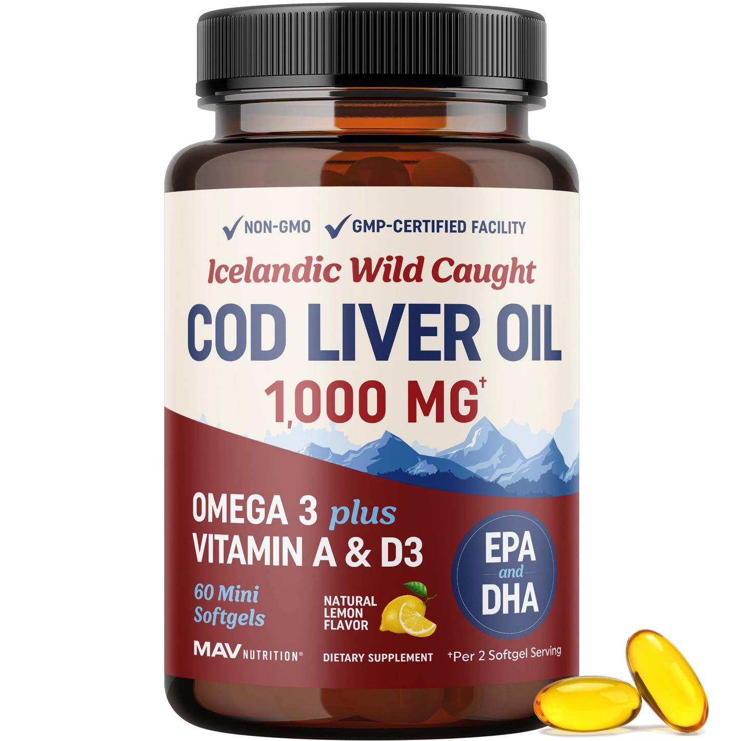 MAV NUTRITION Cod Liver Oil Softgels 60 Count