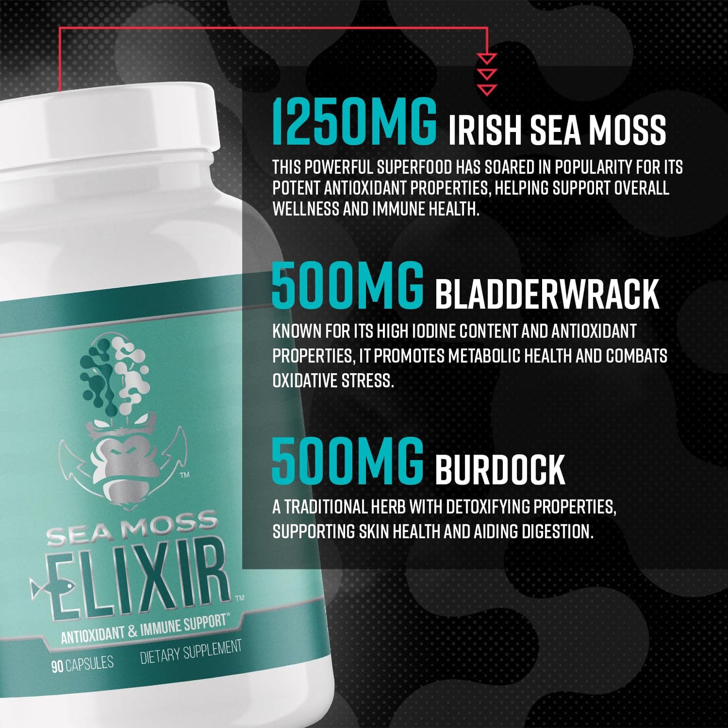 Gorilla Mind Sea Moss Elixir Capsules 920 Count