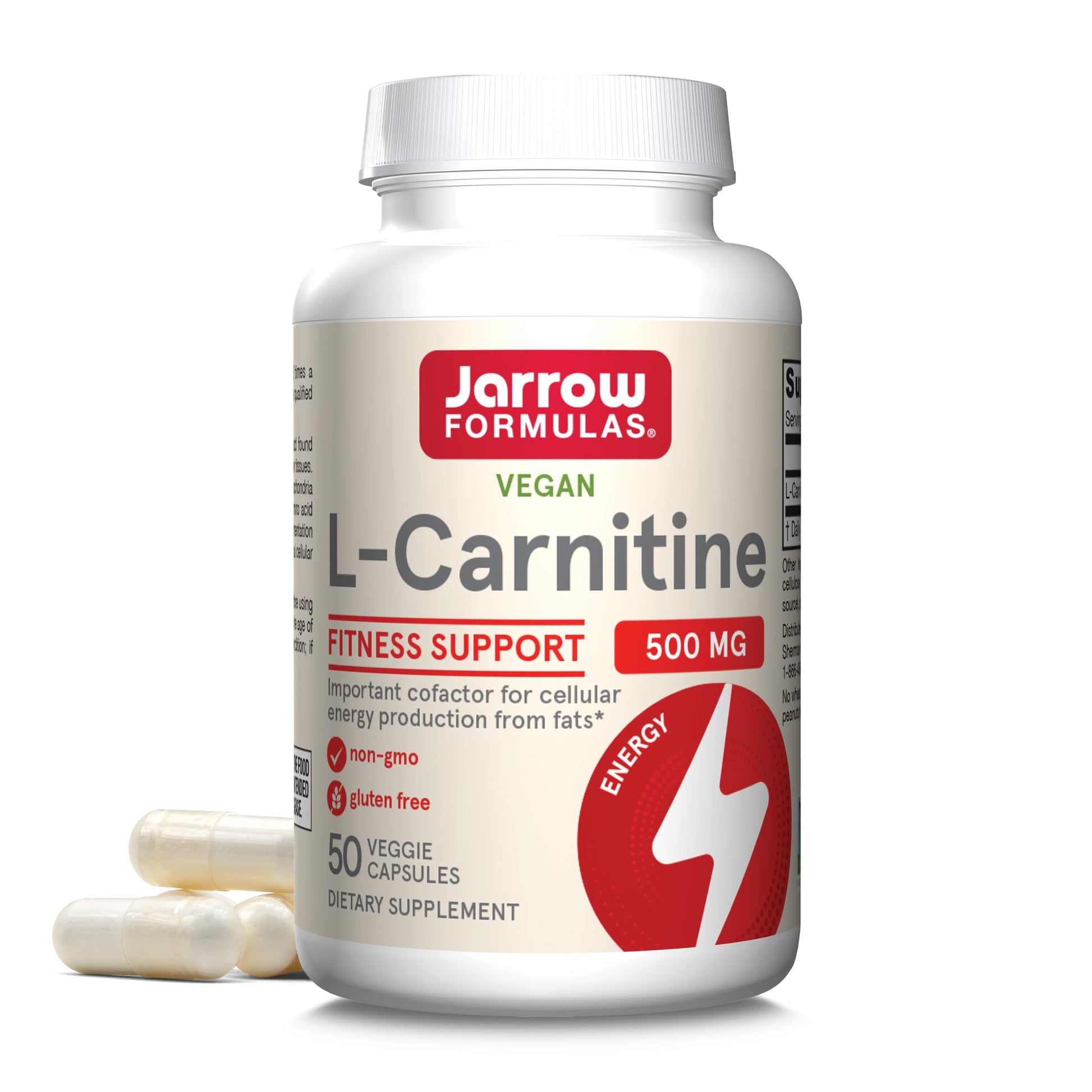 Jarrow Formulas L-Carnitine 500 mg Capsules 50 Count