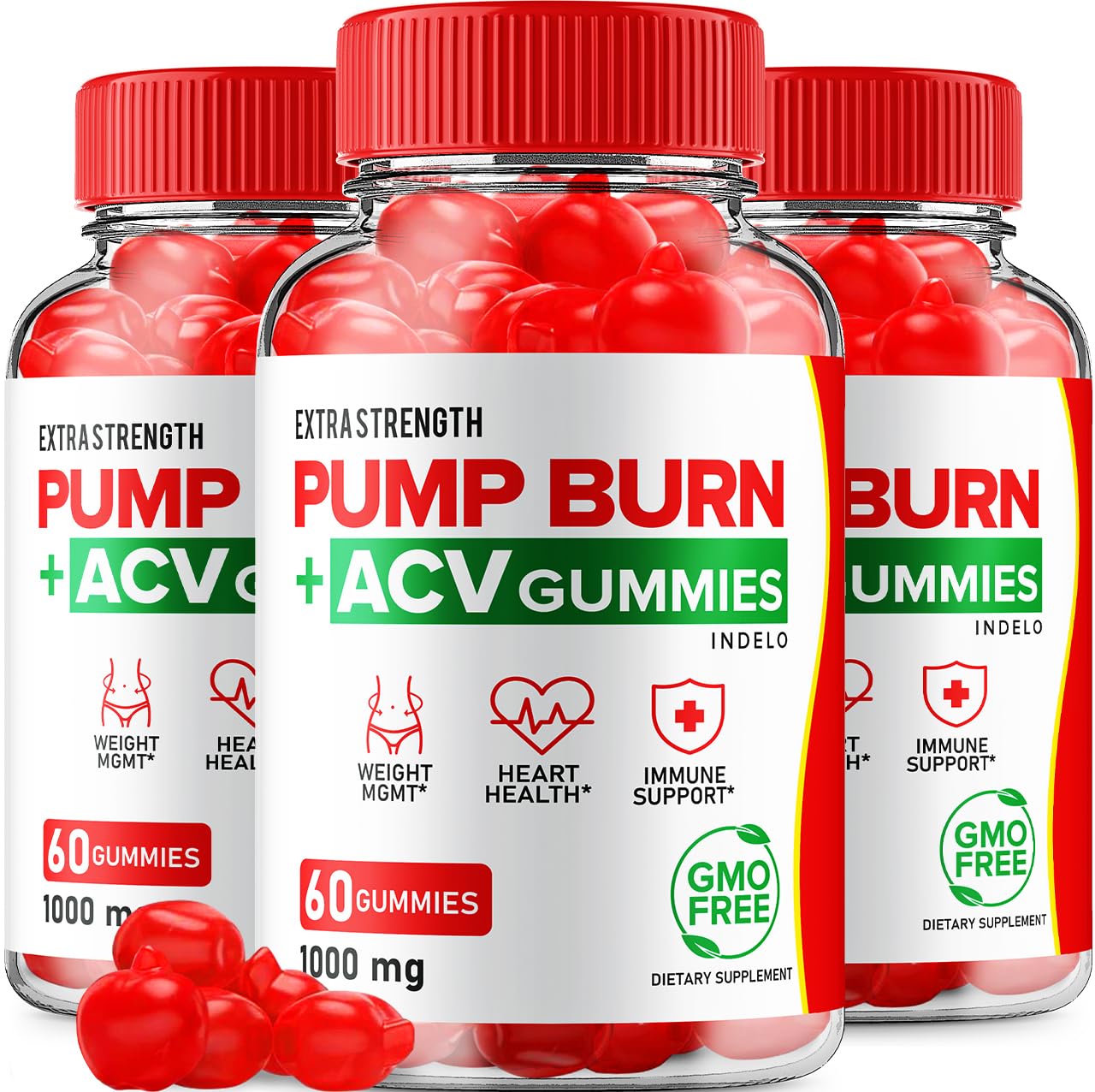 Indelo Pump Burn Keto ACV Gummies, 180 Gummies