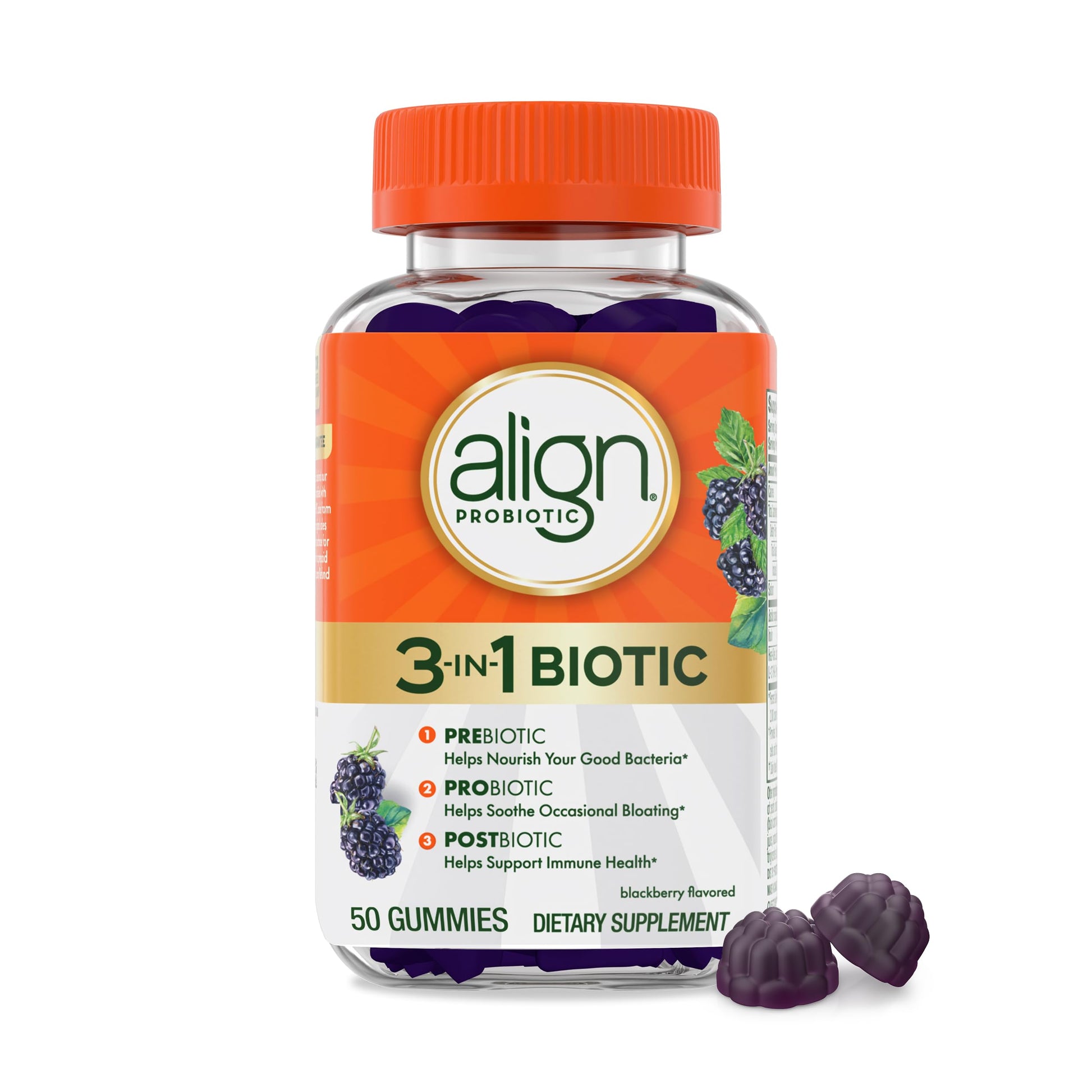 Align Probiotic 3-in-1 Biotic Gummies, 50 Gummies