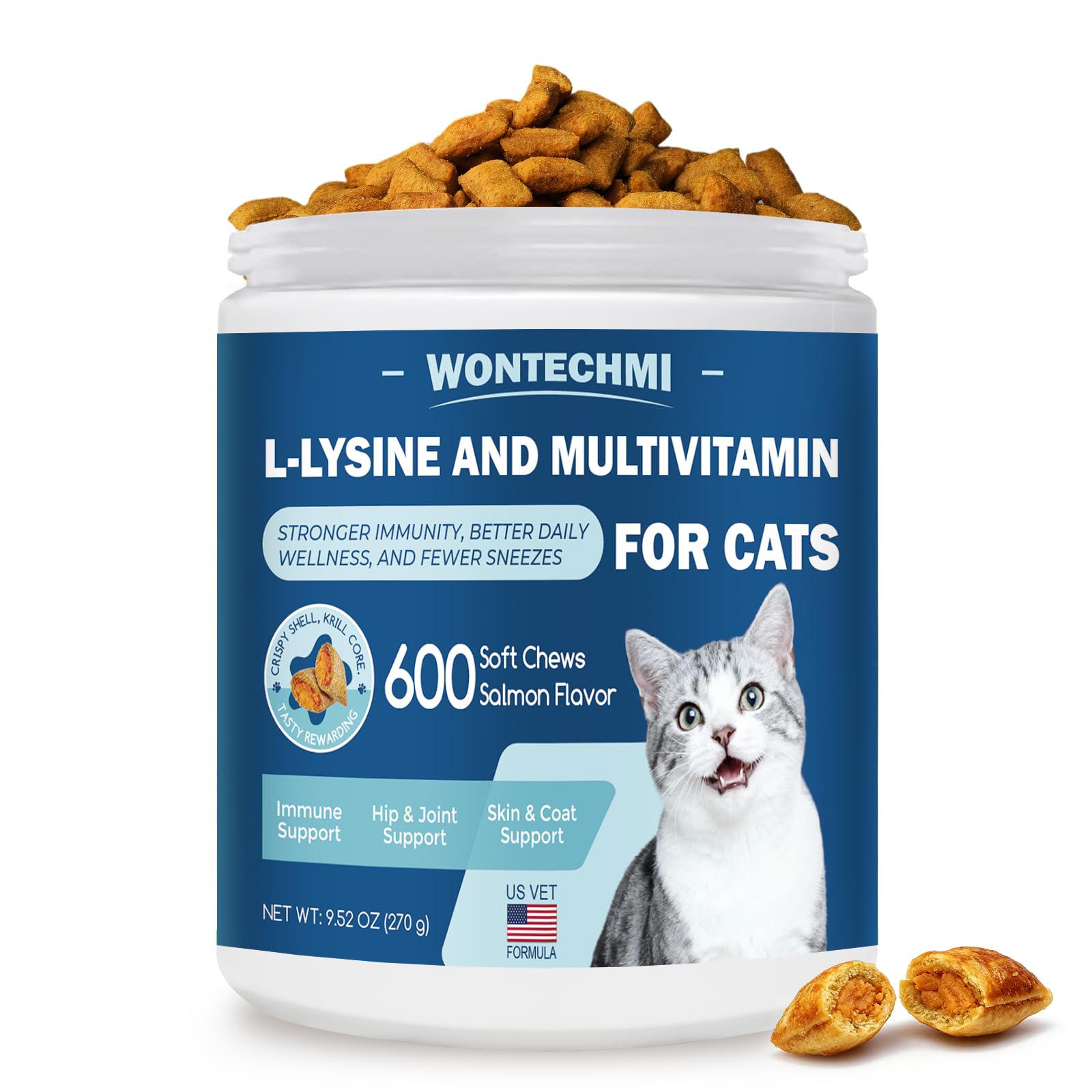 WONTECHMI L-Lysine Chews for Cats, 600 Chews