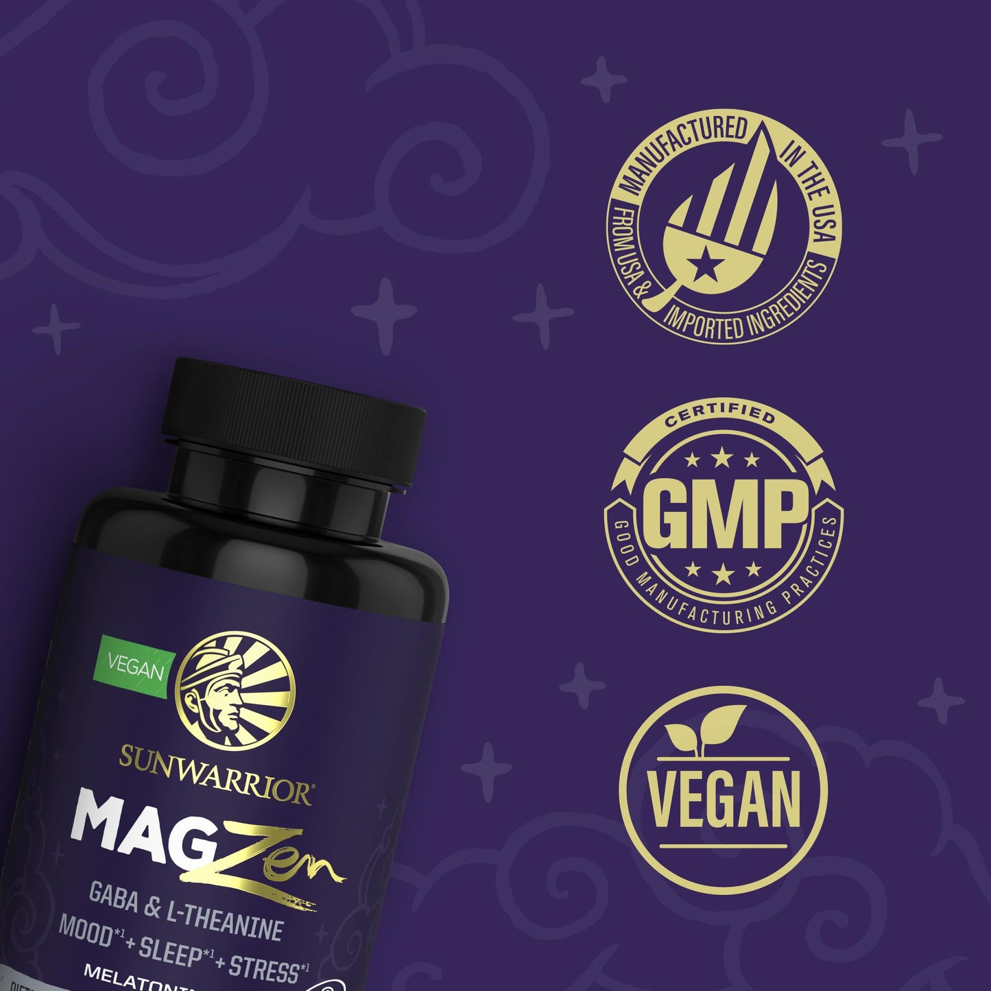 Sunwarrior Magnesium Supplement L-Theanine Capsules 90 Count