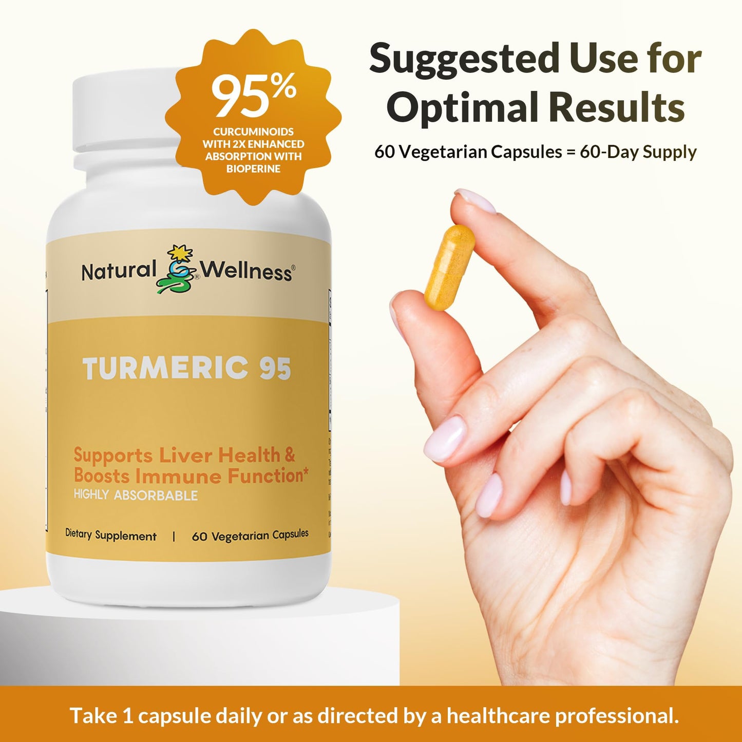 Natural Wellness Turmeric 95 with BioPerine 60 Capsules