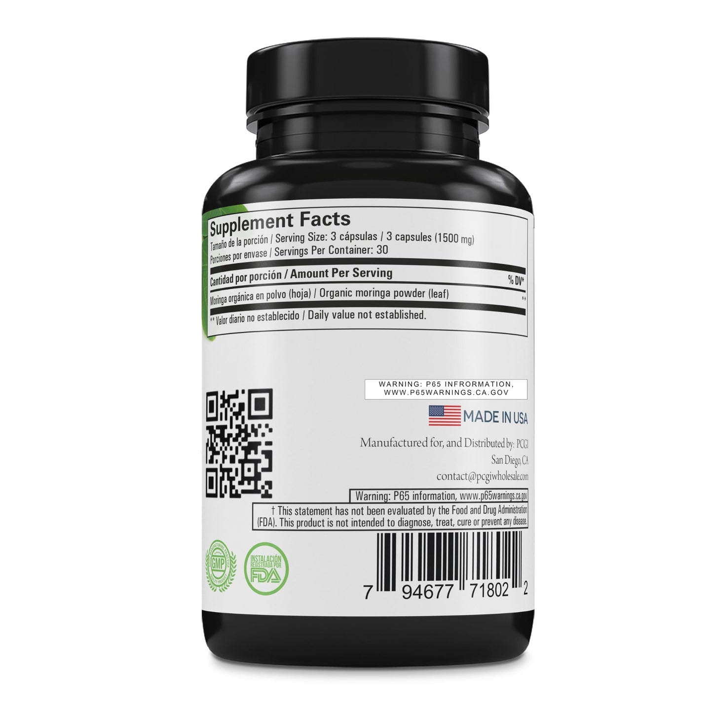 GREEN ROYALTY Moringa Capsules 1500 mg per Serving, 90 Capsules