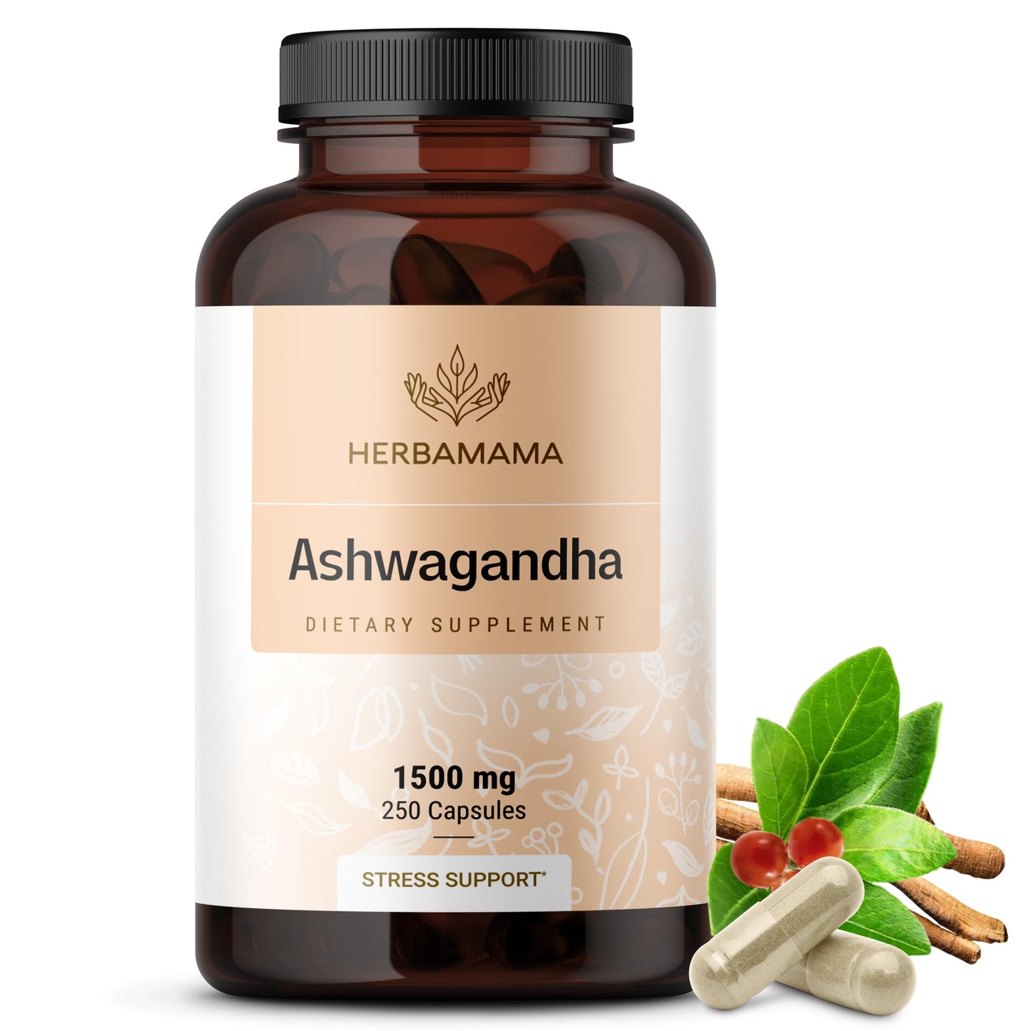 HERBAMAMA Ashwagandha 1500 mg, 250 Capsules