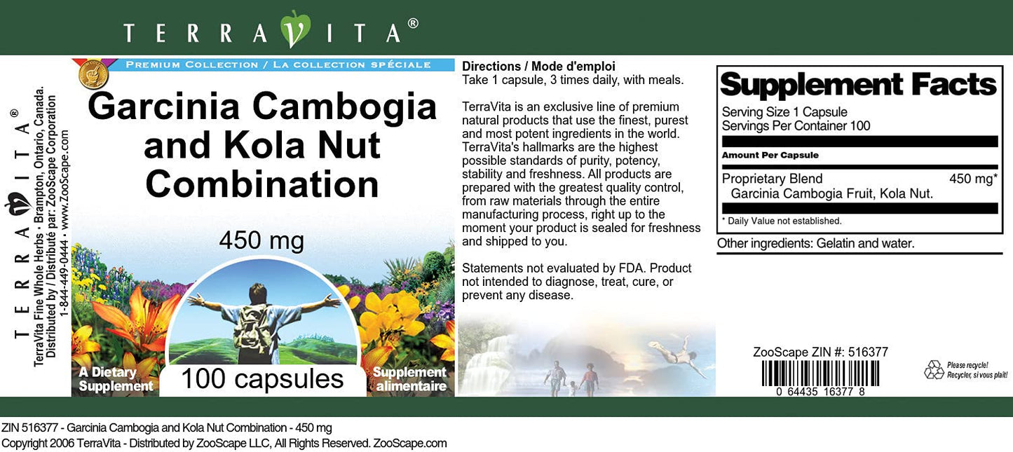 Terravita Garcinia Cambogia and Kola Nut Combination Capsules 100 Count