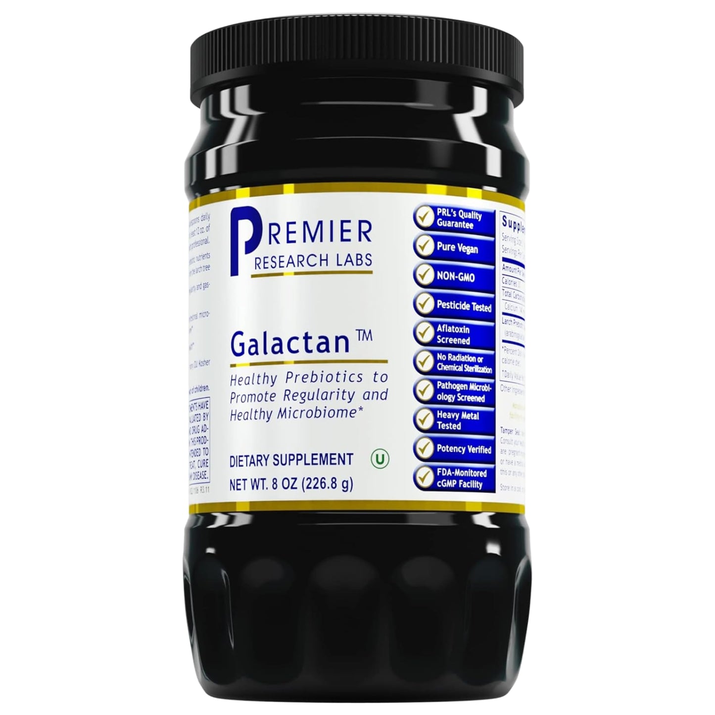 Premier Research Labs Galactan Larch Arabinogalactan Powder, Prebiotic Fiber for Gut Health, with Calcium, 8 oz