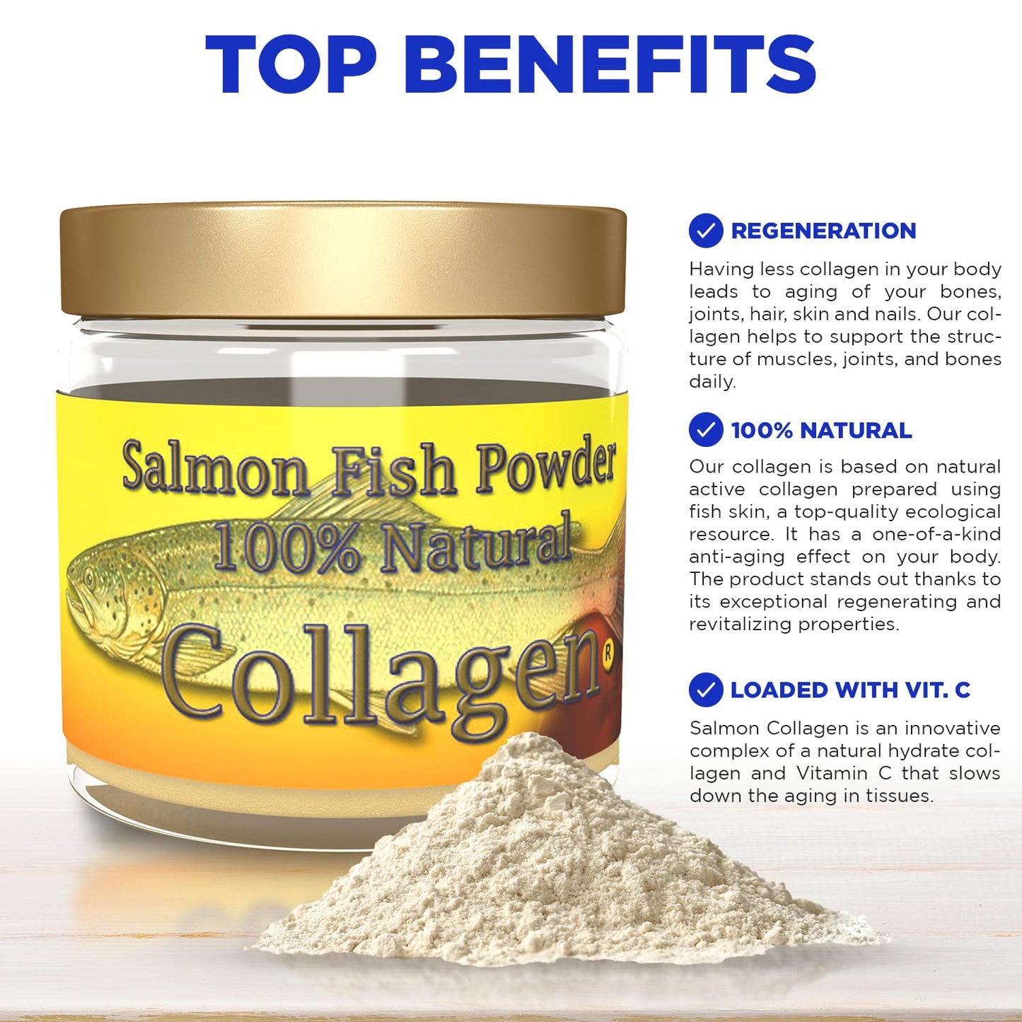 Salcoll 100% Natural Bioactive Marine Collagen Powder, 3 Pack