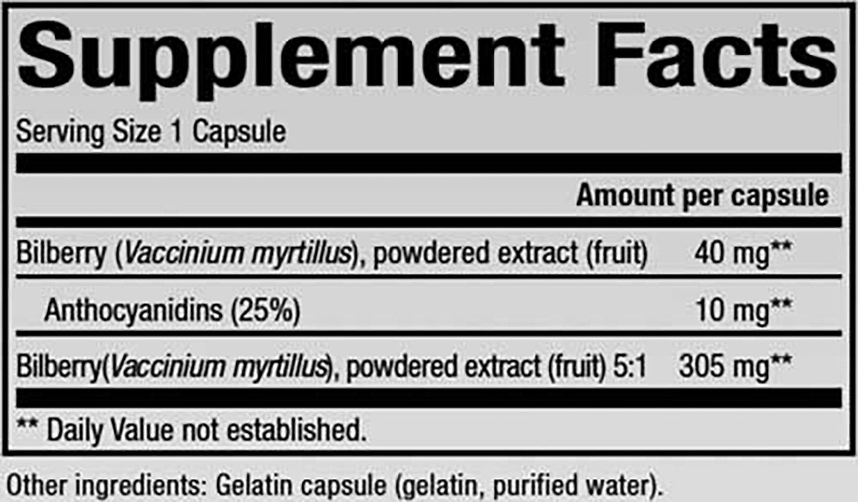 Natural Factors HerbalFactors Bilberry Nutritional Support for Vision 60 Capsules
