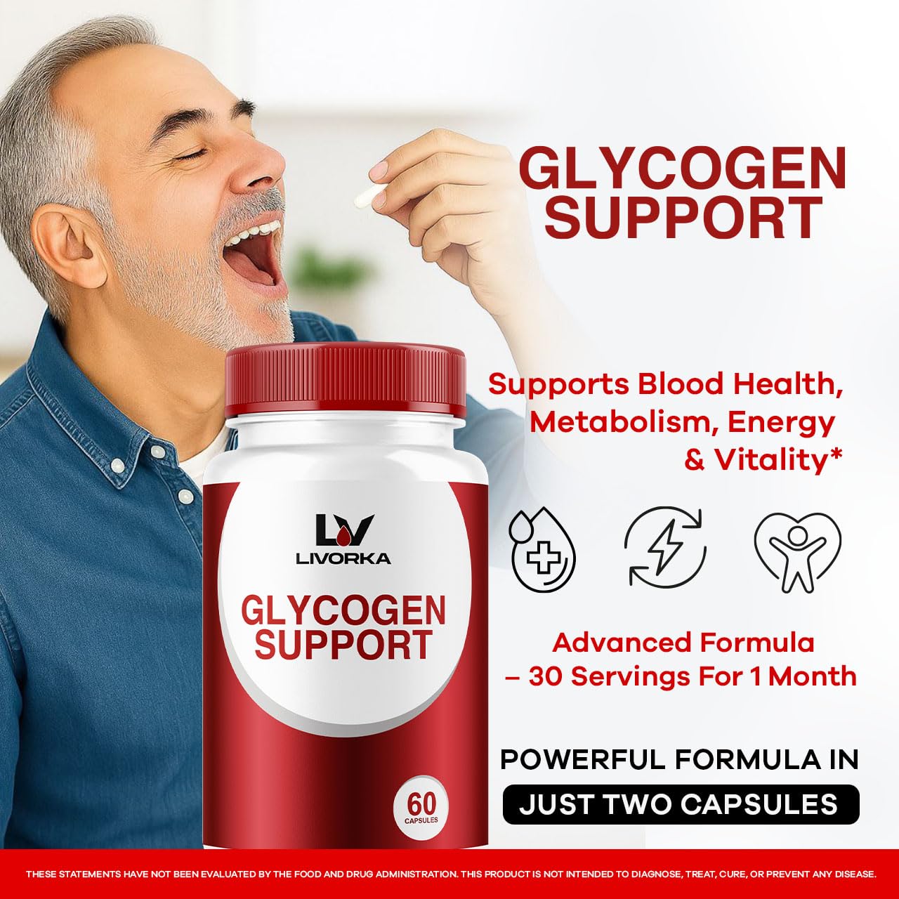 LIVORKA Glycogen Support and Glycogen Control Advanced Formula Capsules, 60 Capsules