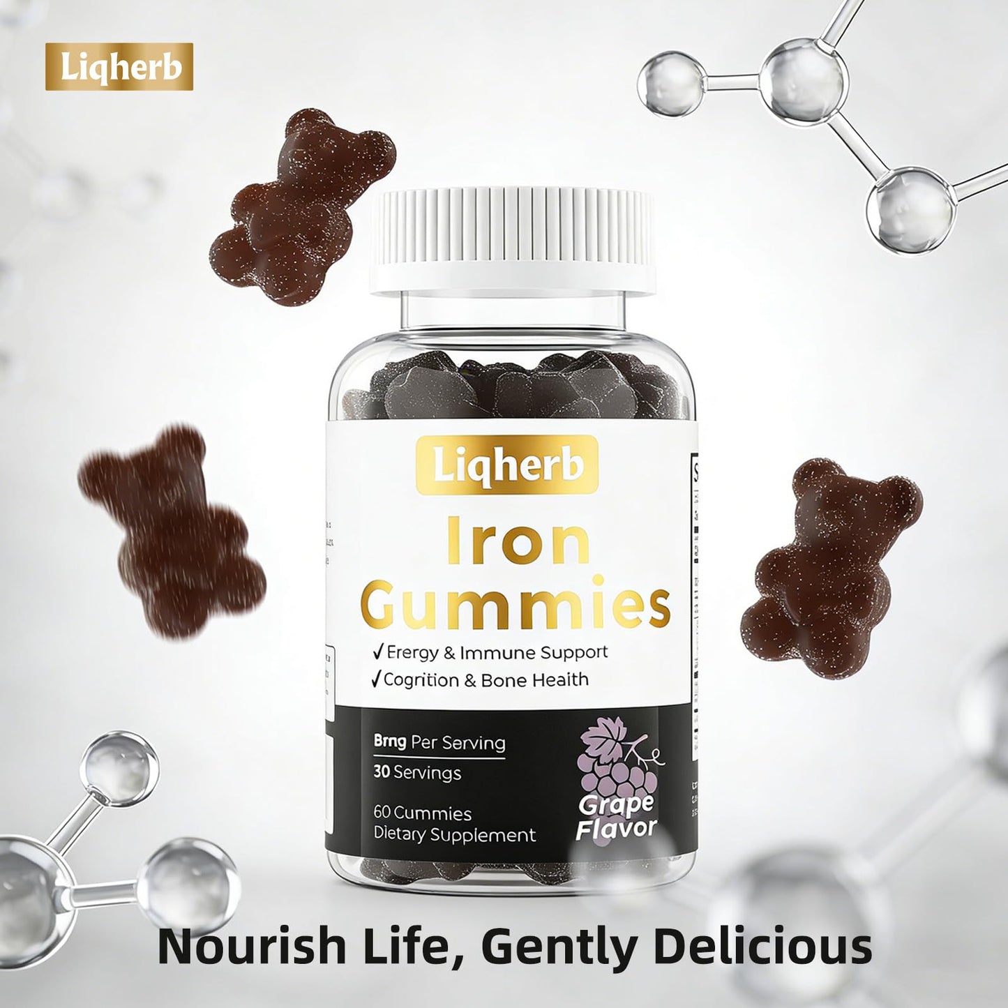 Liqherb Iron Gummies with Vitamin C & Boron, 60 Gummies