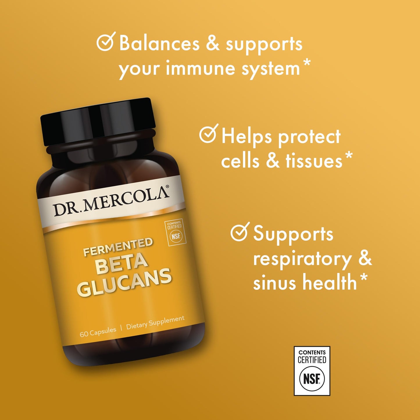 Dr. Mercola Fermented Beta Glucans - Immune System Support - Beta-1,3-Glucan & EpiCor Yeast Fermentate 60 Capsules