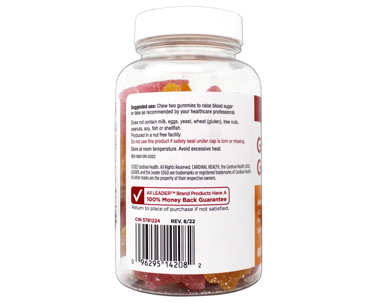 Leader Energy Support Gummies Assorted Fruit, 120 Count