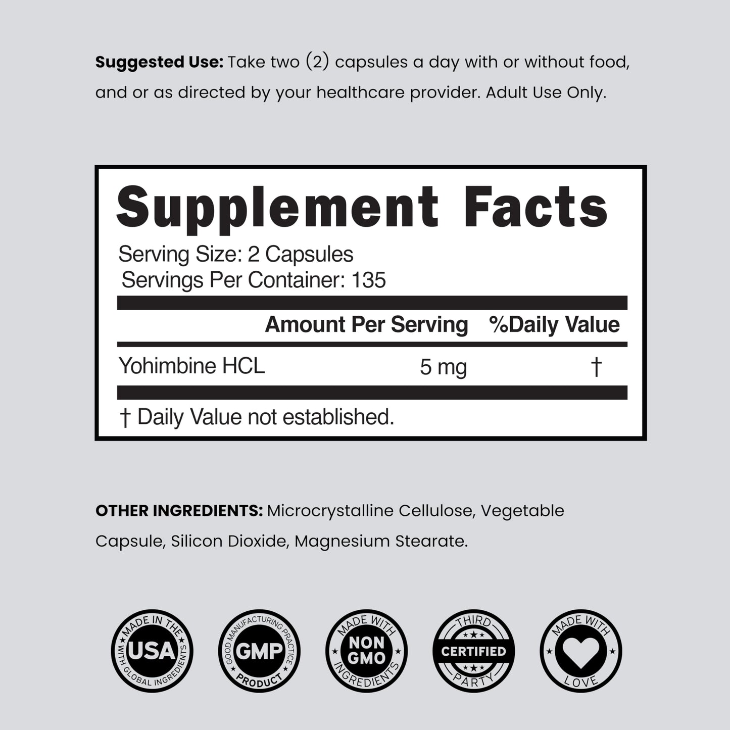 DORADO NUTRITION Yohimbine HCL 5mg for Men and Women Capsule 270