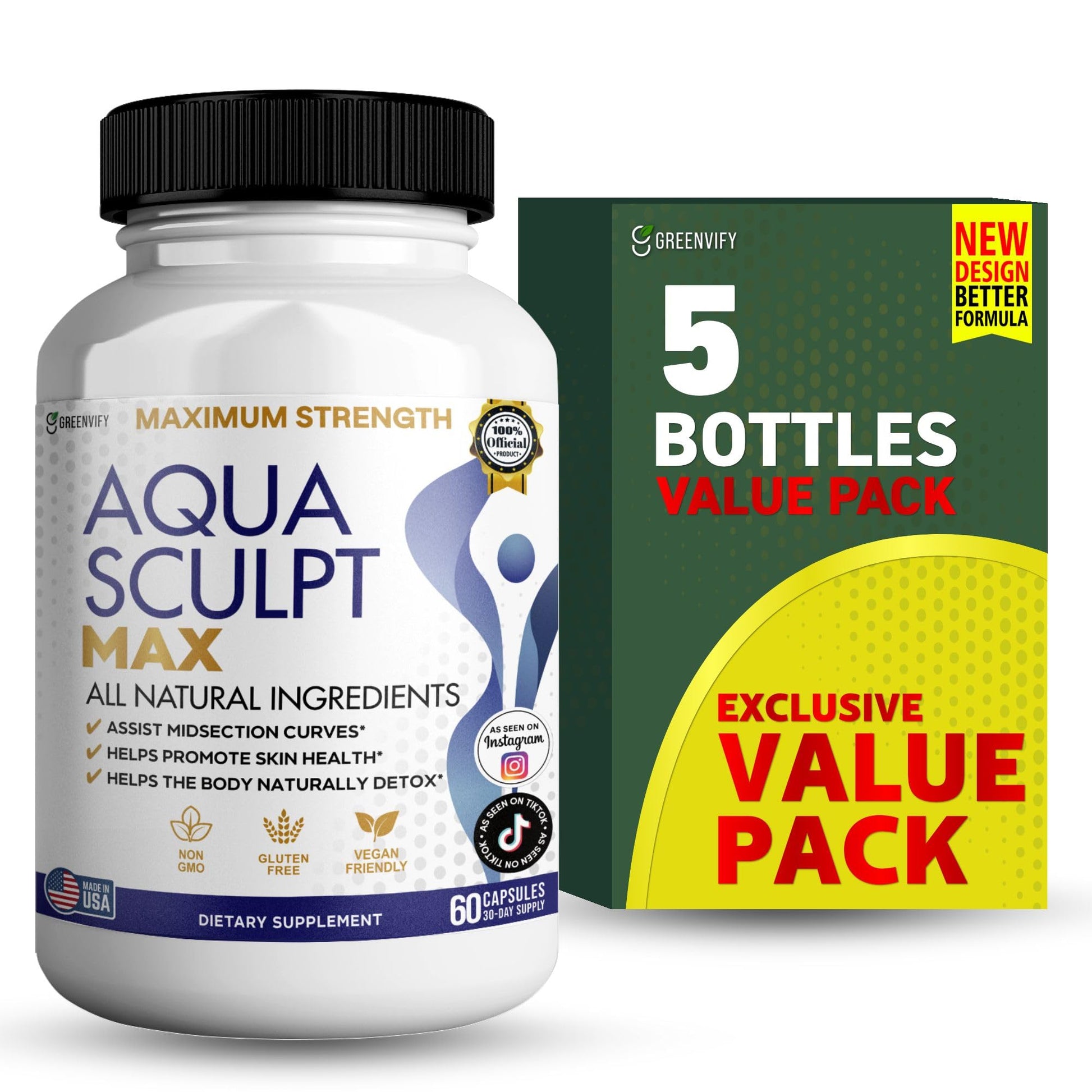 GREENVIFY Aqua Sculpt Max Maximum Strength Dietary Supplement 60 Capsules