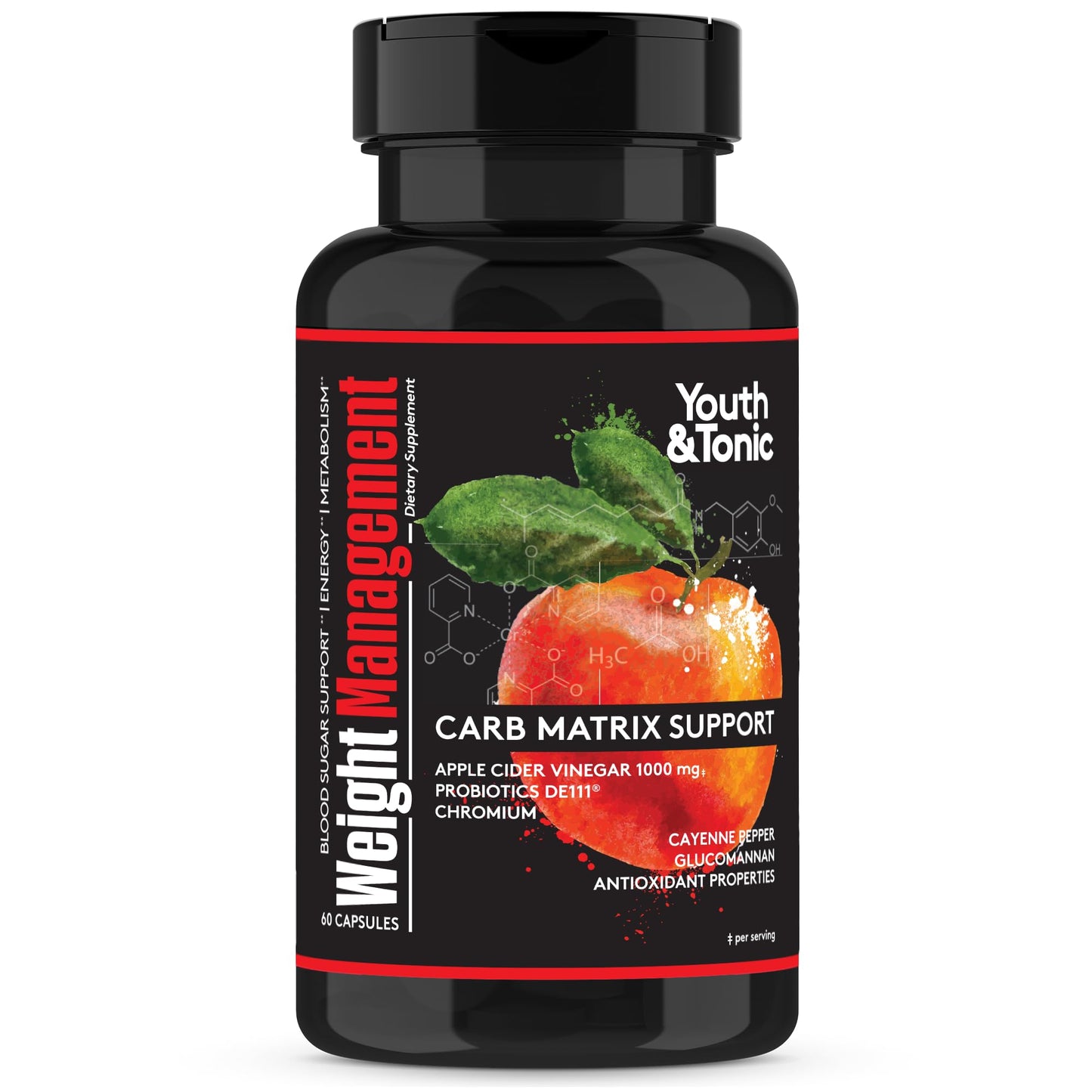 Youth & Tonic Apple Cider Vinegar Capsules, 60 Count