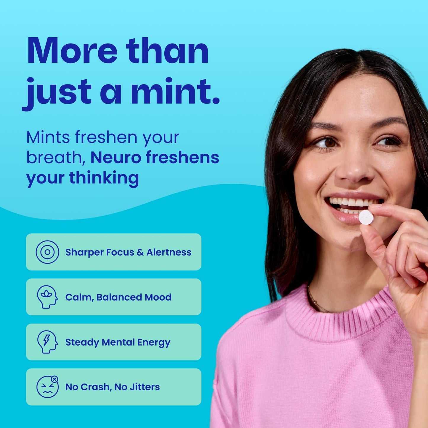 Neuro Energy & Focus Mints Chewable Wintergreen 12 Count (Pack of 6)