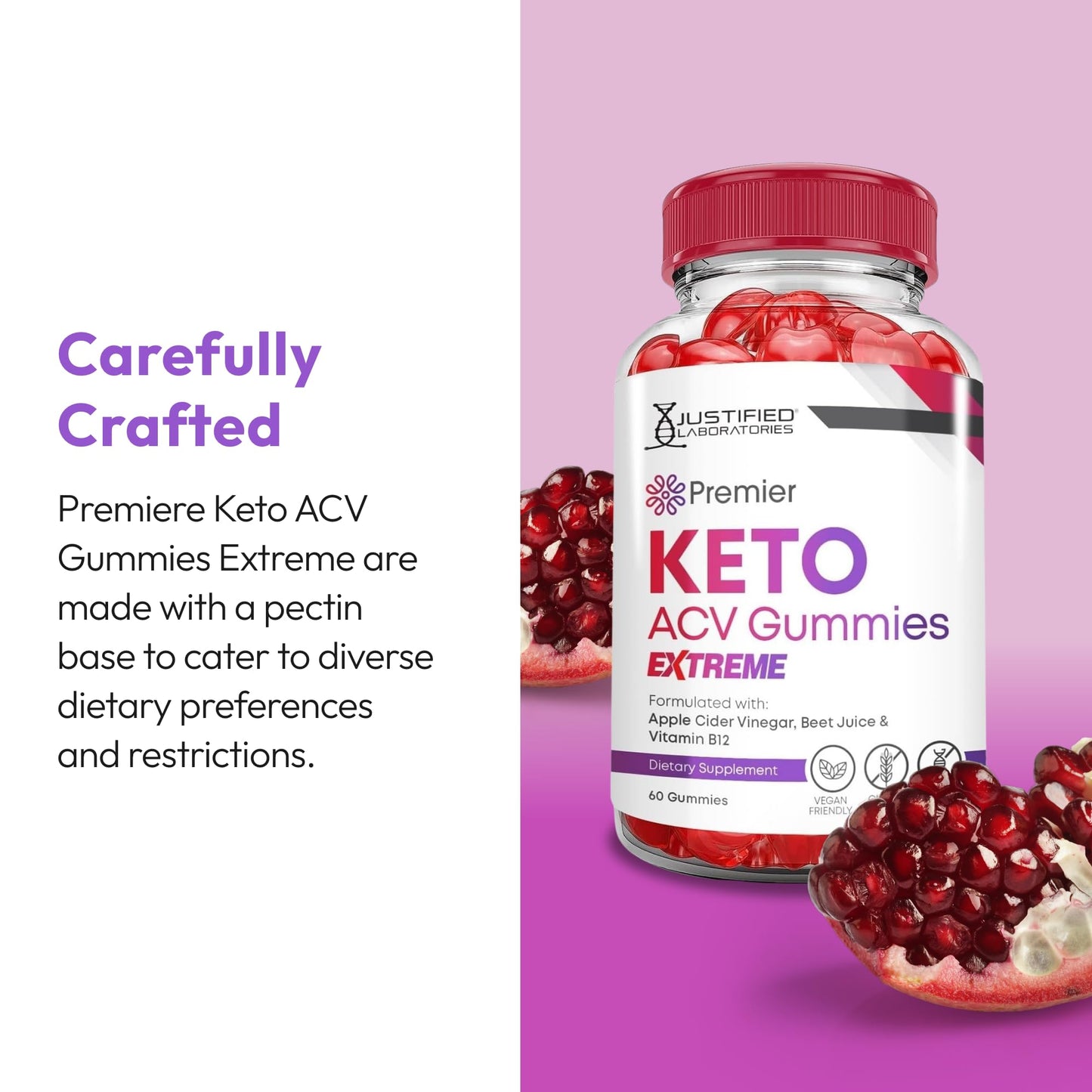 Justified Laboratories Premier Keto ACV Gummies Extreme, 180 Gummies